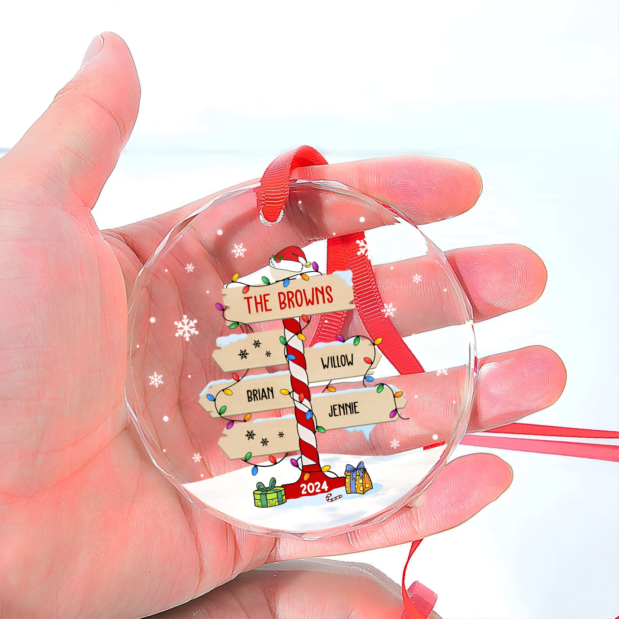 Family Sign Version 1 - Personalized Custom Glass Ornament ORN0710