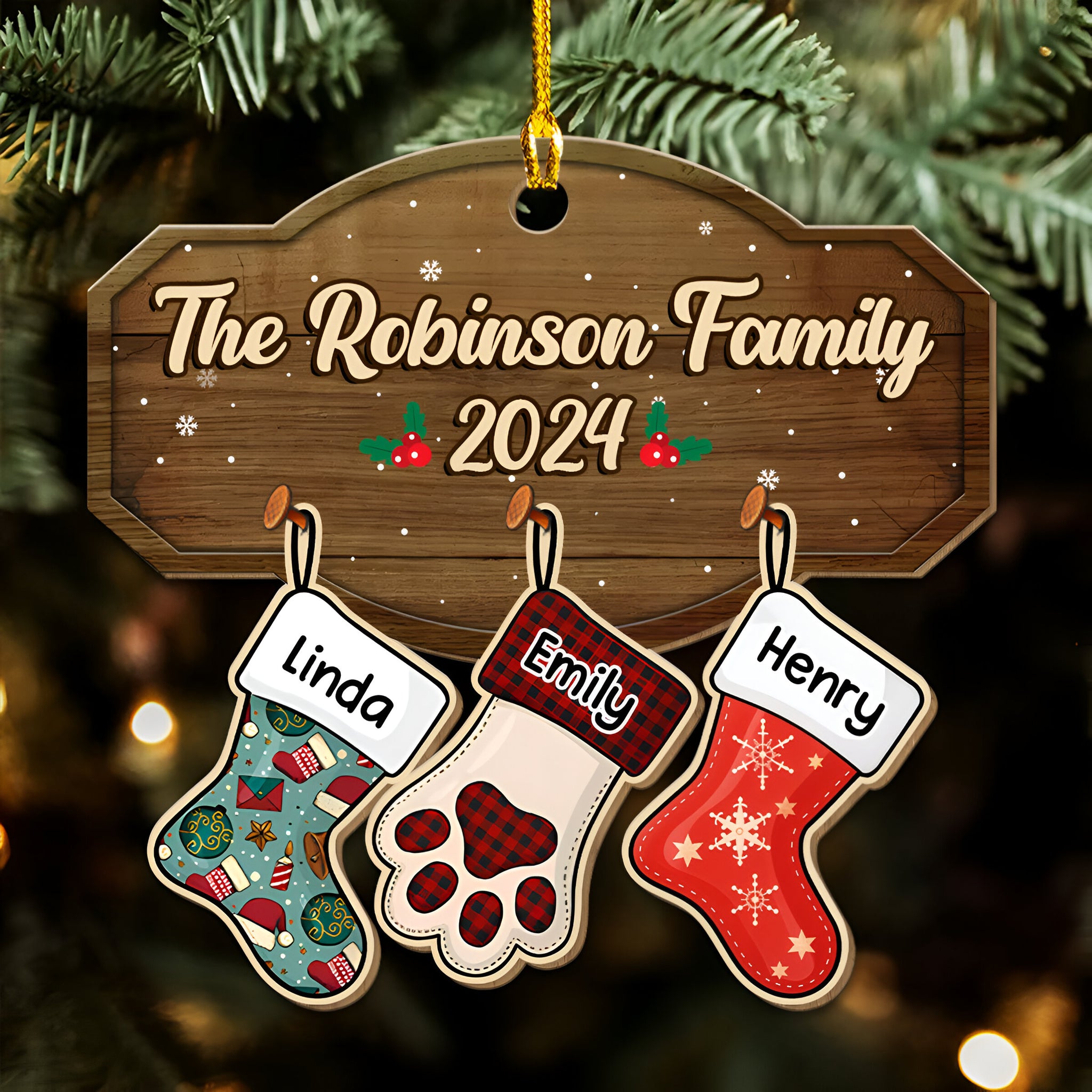 Family With Pet - Personalized Custom Wood Ornament ORN0710