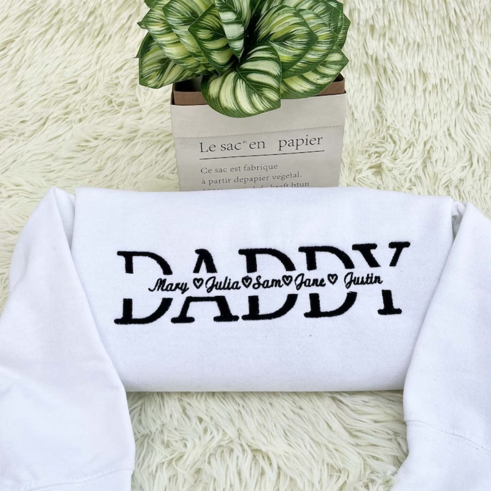 Father's Day Gift Ideas from Wife, Custom Daddy Sweatshirts with Names, Personalized Father Sweatshirt Embroidered Sleeve em3