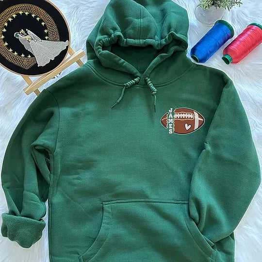 Personalized Football Embroidered Sweatshirt- Custom Football Name And Number On Sleeve Embroidered Sweatshirt EMHA1009S