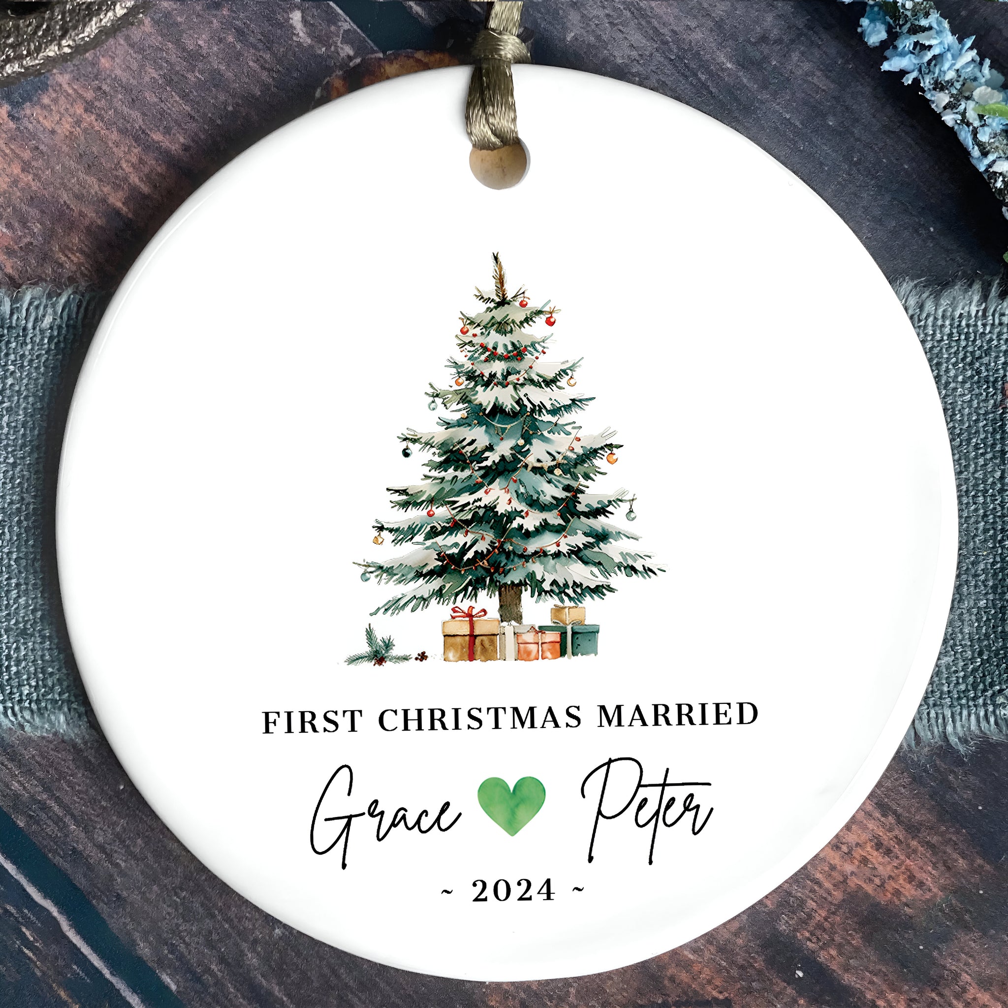 First Christmas Married Ornament, Mr Mrs Ornament, Personalized Wedding Gift, Newlywed Christmas Gift, Our First Christmas Ornament CX06-26 ORN2509