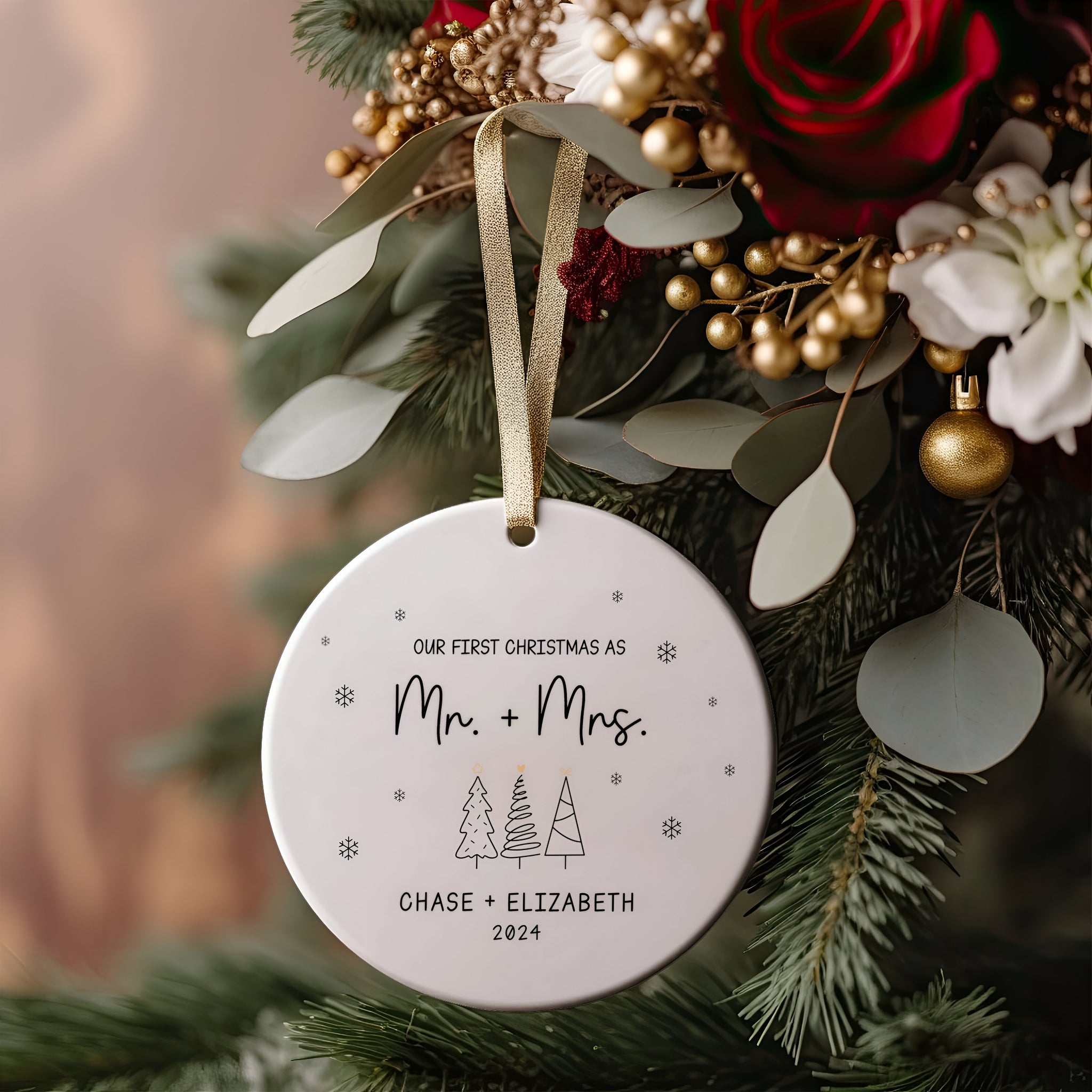 First Christmas Married Ornament, Mr Mrs Ornament, Personalized Wedding Gift, Newlywed Christmas Gift, Our First Christmas Ornament CX05-29 ORN2509