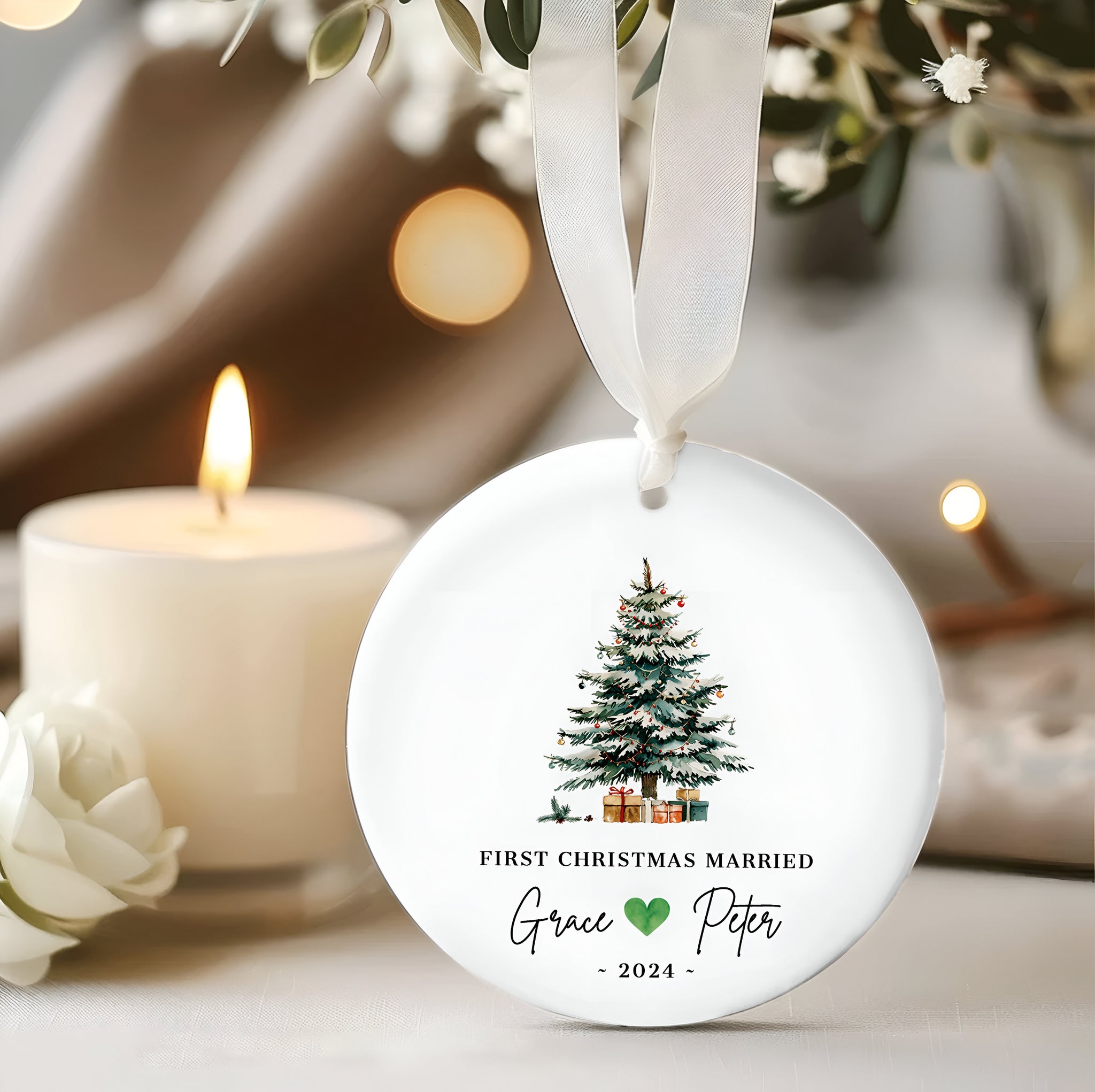 First Christmas Married Ornament, Mr Mrs Ornament, Personalized Wedding Gift, Newlywed Christmas Gift, Our First Christmas Ornament CX06-26 ORN2509