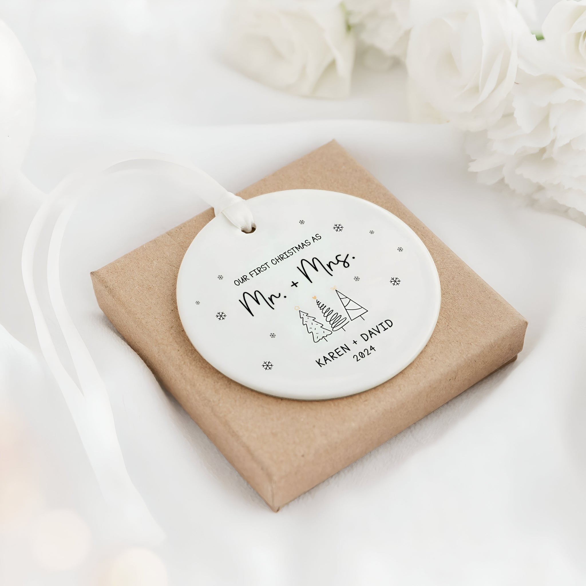 First Christmas Married Ornament, Mr Mrs Ornament, Personalized Wedding Gift, Newlywed Christmas Gift, Our First Christmas Ornament CX05-29 ORN2509