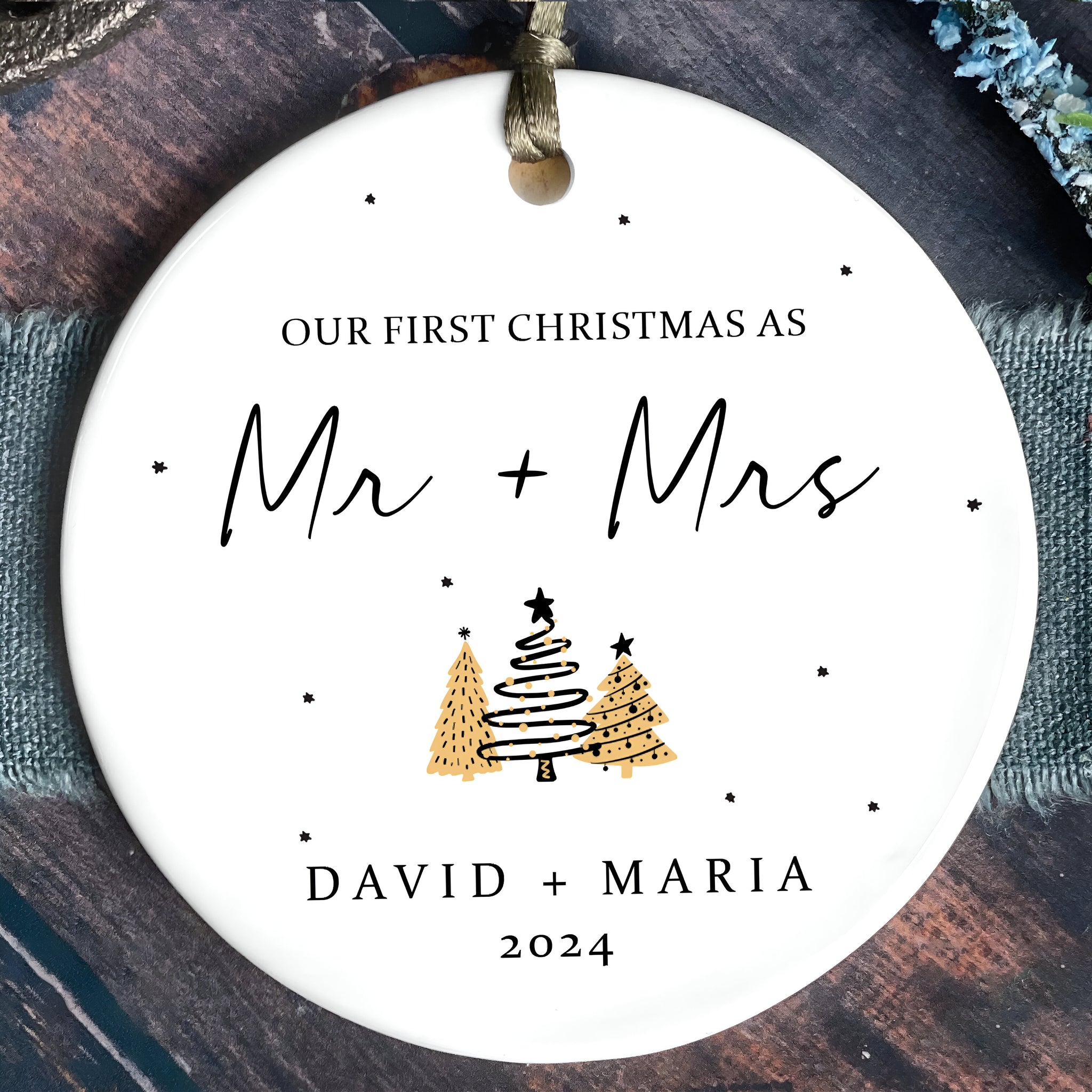 First Christmas Married Ornament,  Mr and Mrs Tree Christmas Ornament, First Christmas Married Gift, Newlywed Gift CX06-31 ORN2509