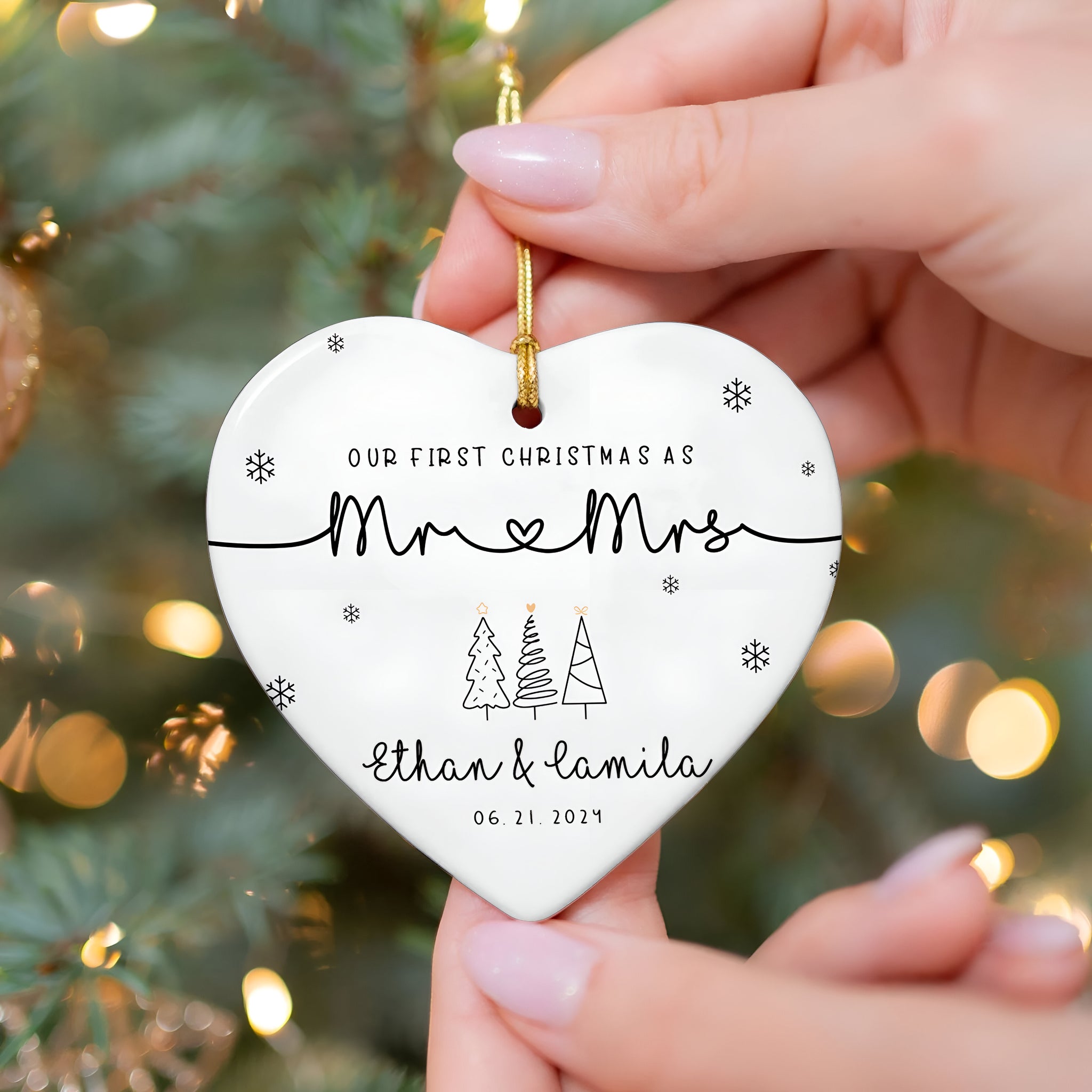 First Married Christmas Ornament 2024, Personalized Our First Christmas As Mr & Mrs Ornament, Married Ornament, Wedding Ornament, Mr And Mrs Gifts CY05-9 ORN2509