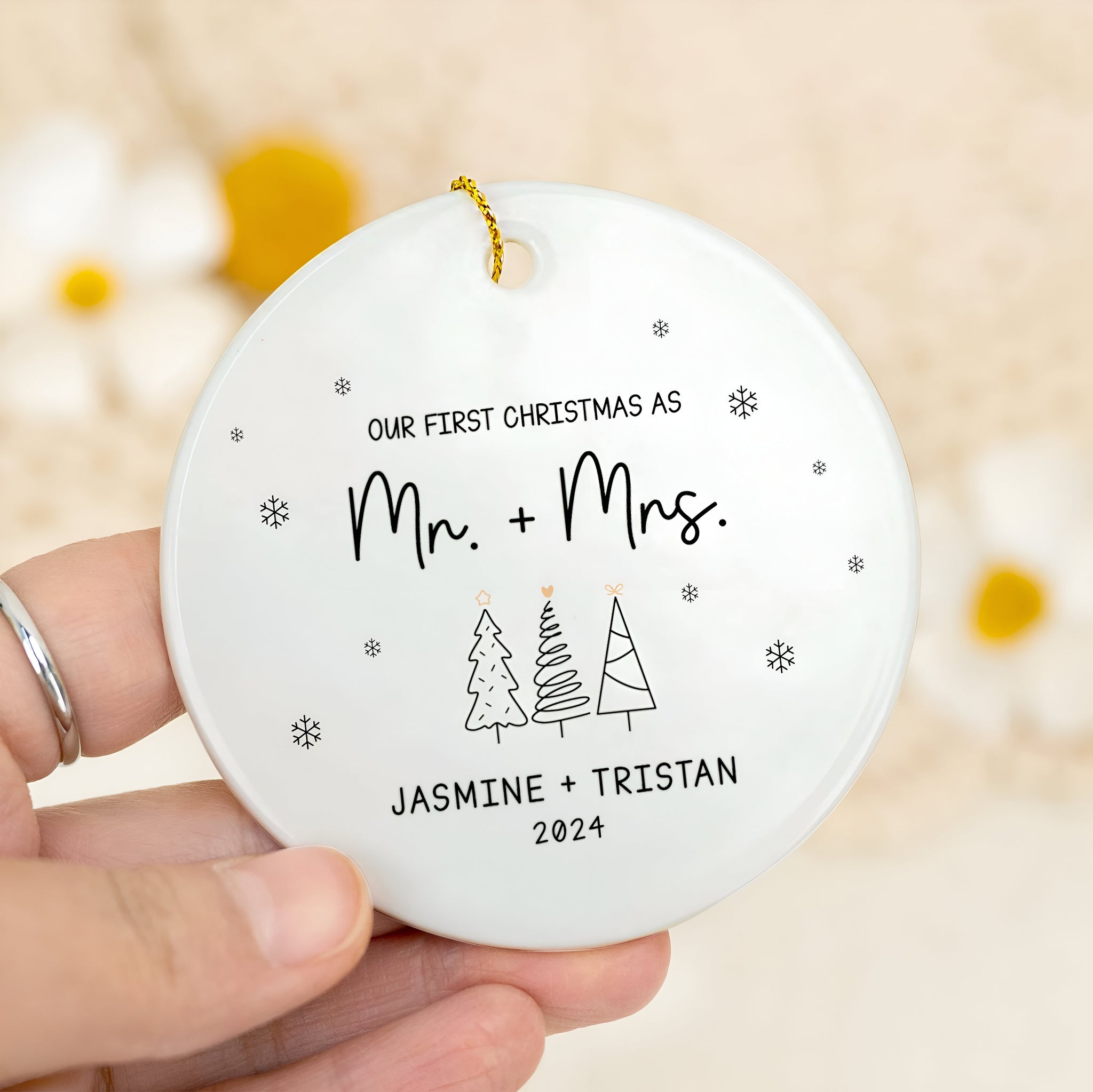 First Christmas Married Ornament, Mr Mrs Ornament, Personalized Wedding Gift, Newlywed Christmas Gift, Our First Christmas Ornament CX05-29 ORN2509