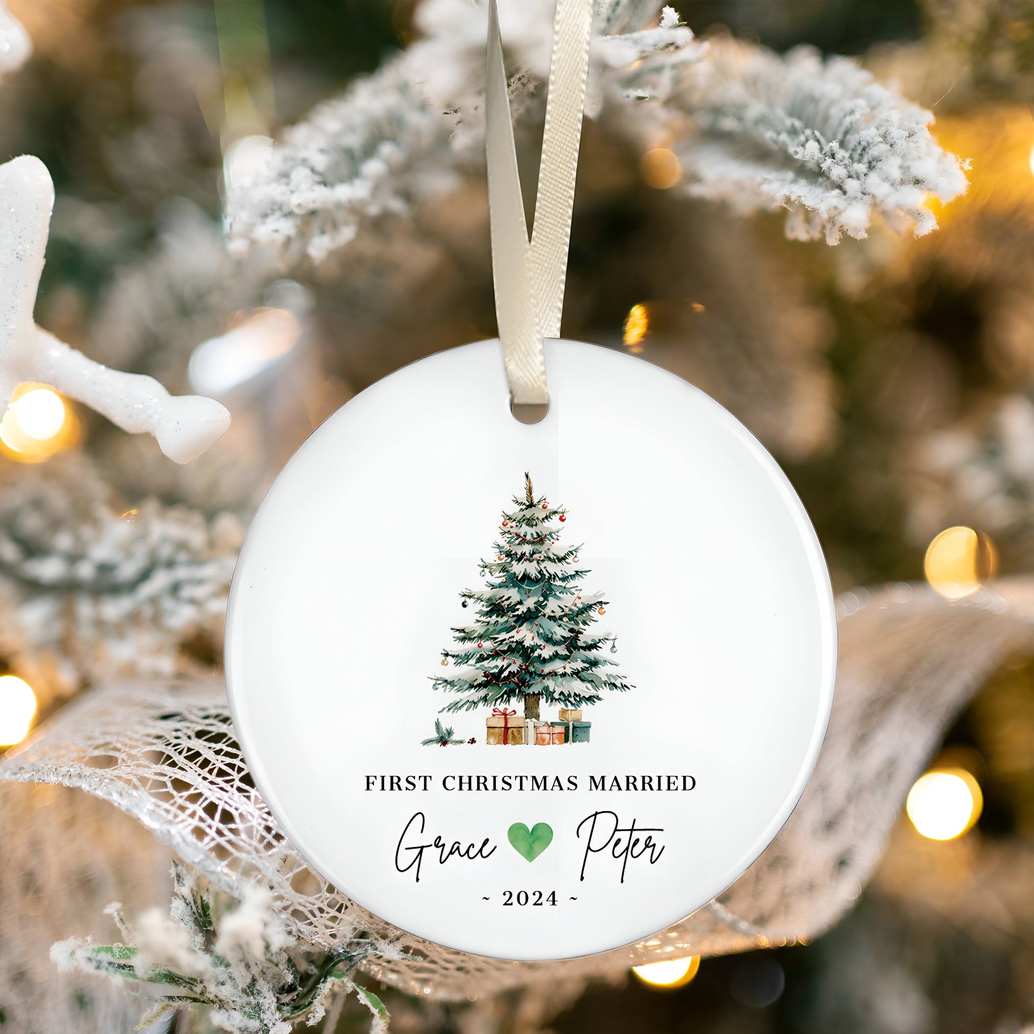 First Christmas Married Ornament, Mr Mrs Ornament, Personalized Wedding Gift, Newlywed Christmas Gift, Our First Christmas Ornament CX06-26 ORN2509