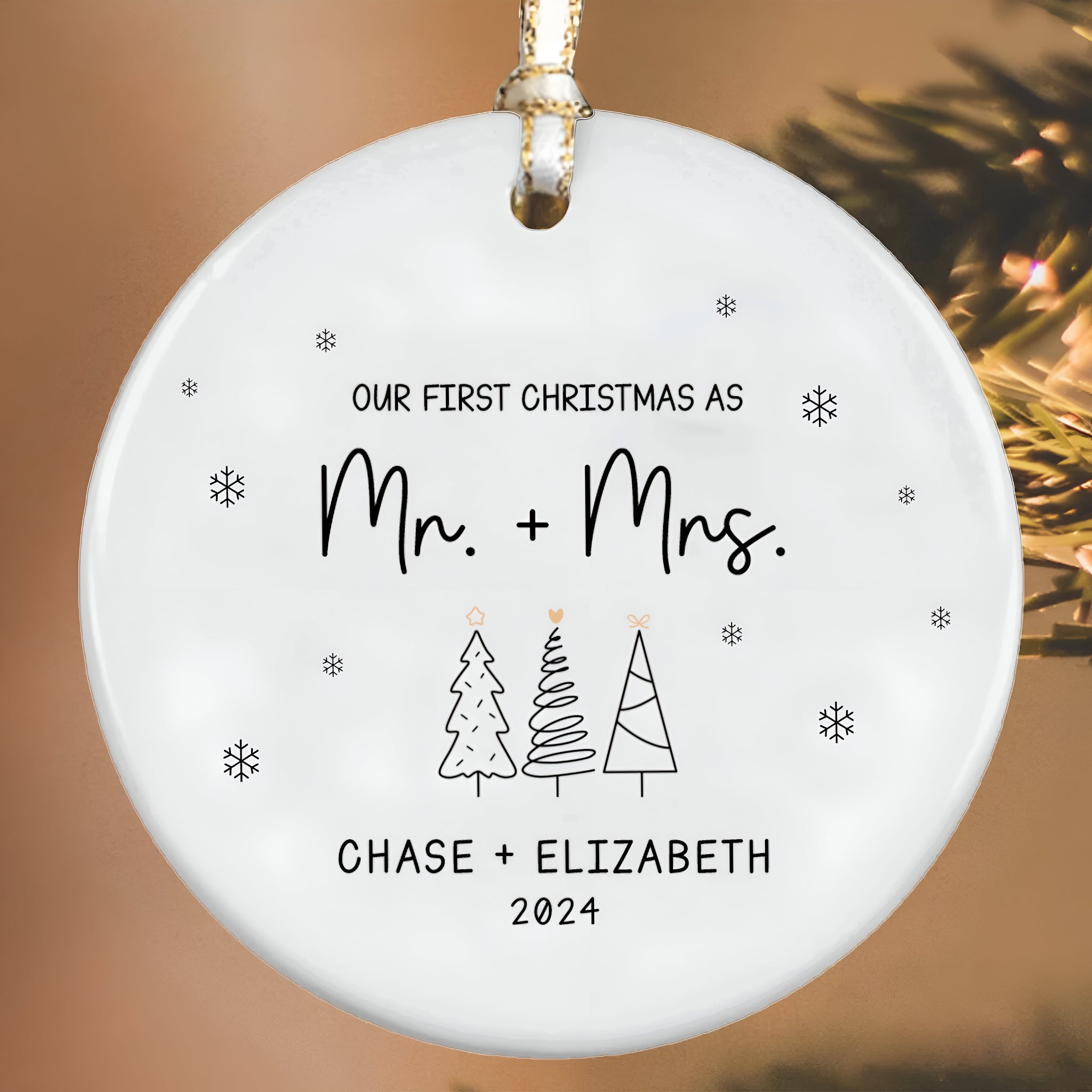 First Christmas Married Ornament, Mr Mrs Ornament, Personalized Wedding Gift, Newlywed Christmas Gift, Our First Christmas Ornament CX05-29 ORN2509