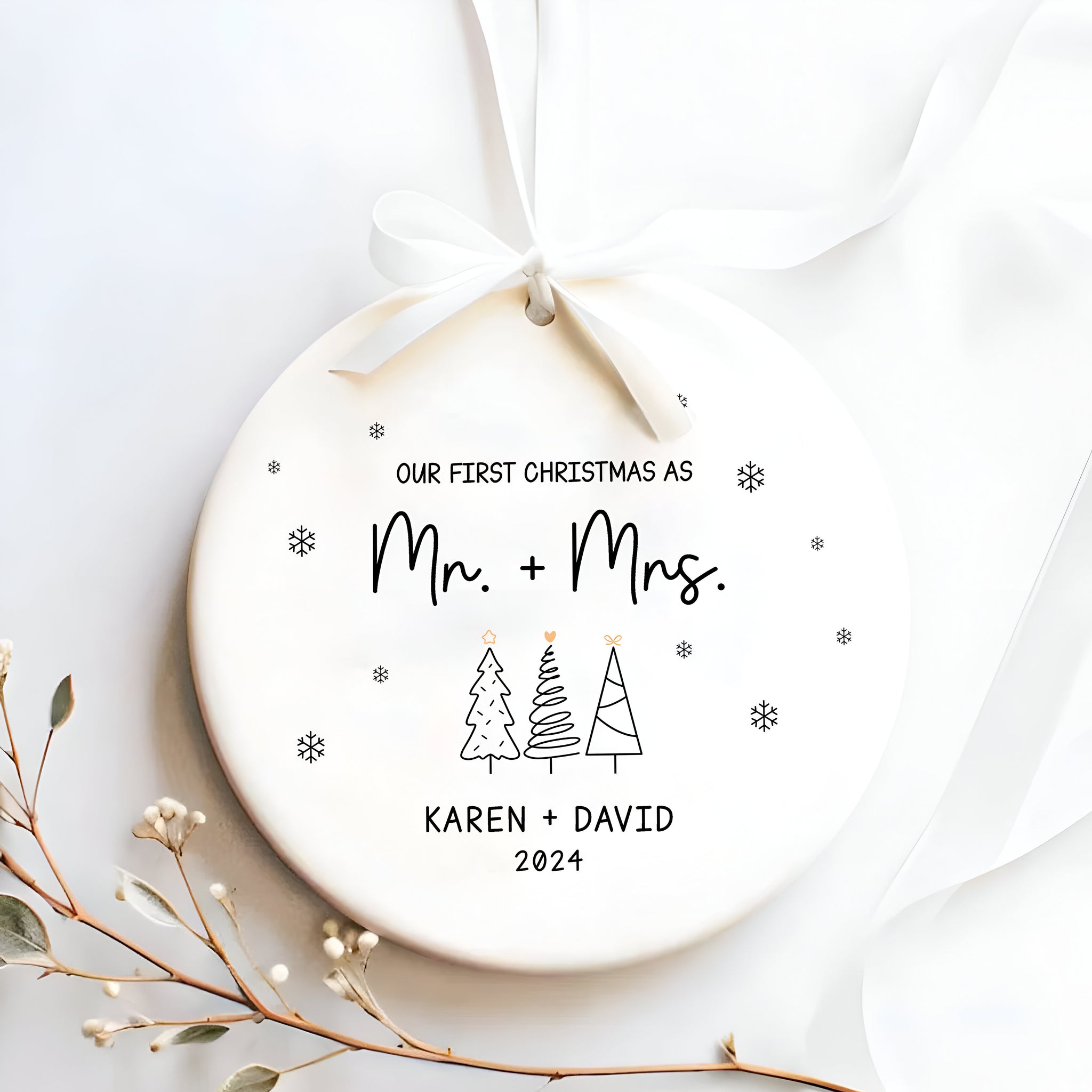 First Christmas Married Ornament, Mr Mrs Ornament, Personalized Wedding Gift, Newlywed Christmas Gift, Our First Christmas Ornament CX05-29 ORN2509