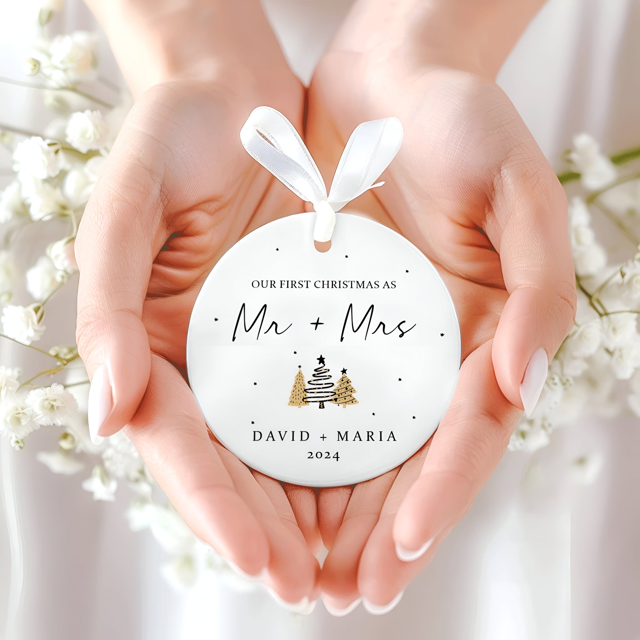 First Christmas Married Ornament,  Mr and Mrs Tree Christmas Ornament, First Christmas Married Gift, Newlywed Gift CX06-31 ORN2509