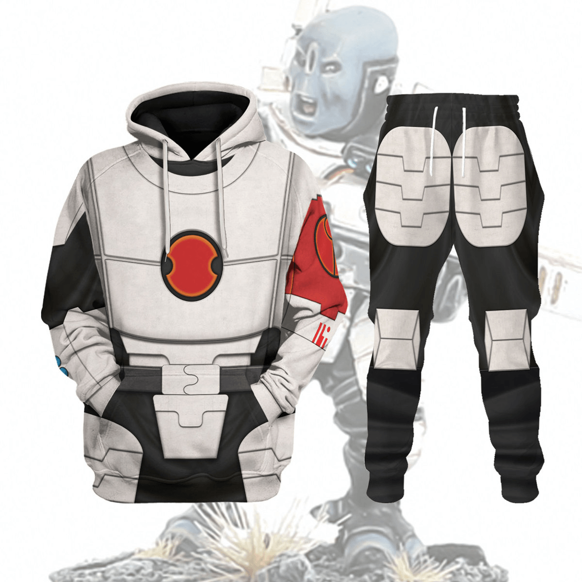 Fire Warrior Tau Empire Warhammer Costume Hoodie Jogger, Fire Warrior Tau Empire Marines Cosplay 3D Hoodie Pants, Warhammer 3D Tracksuit TQT4