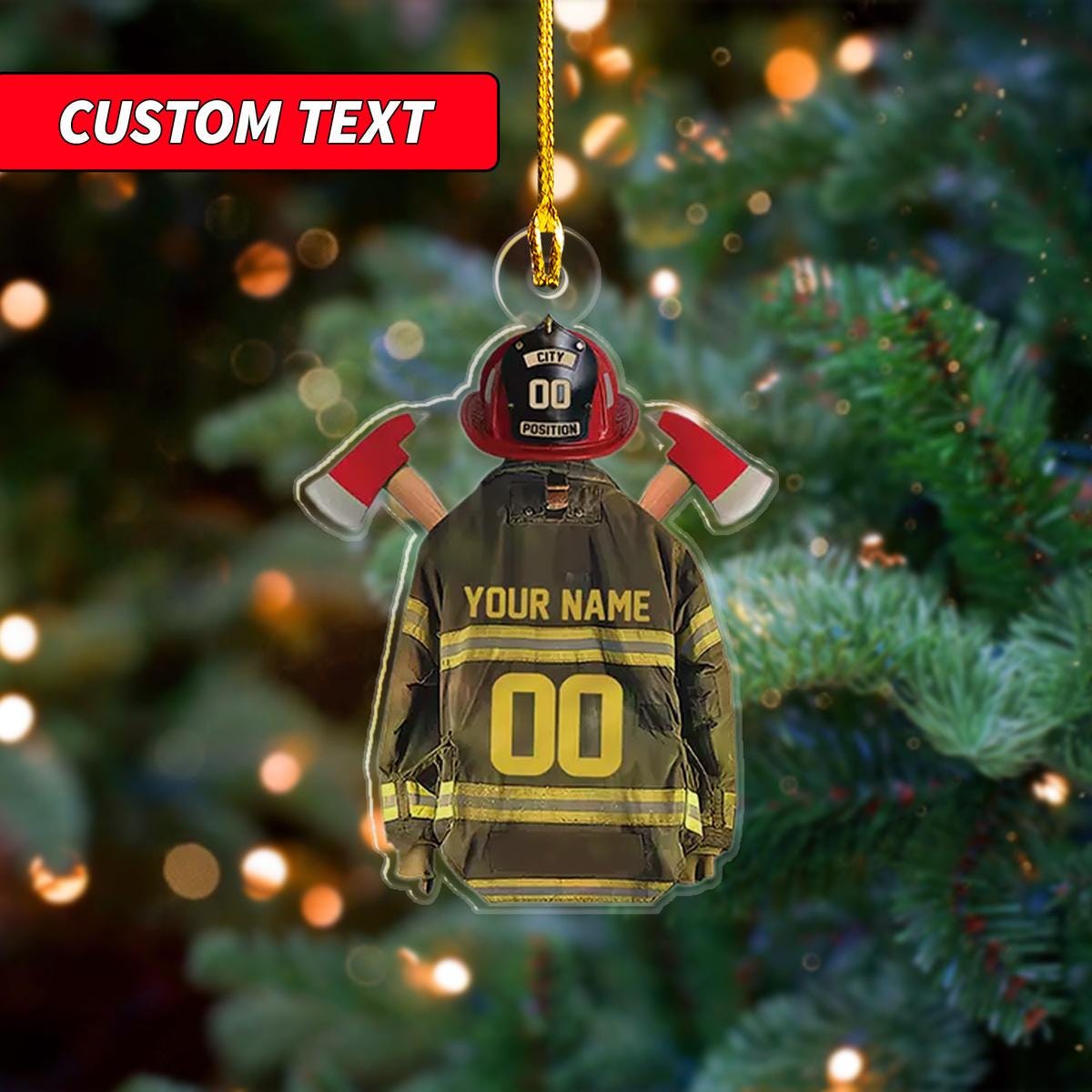 Firefighter Uniform Personalized Acrylic Christmas Ornament, Christmas Gift for Firefighter, Firefighter Vest Armor Hanging Acrylic Ornament ORNO5