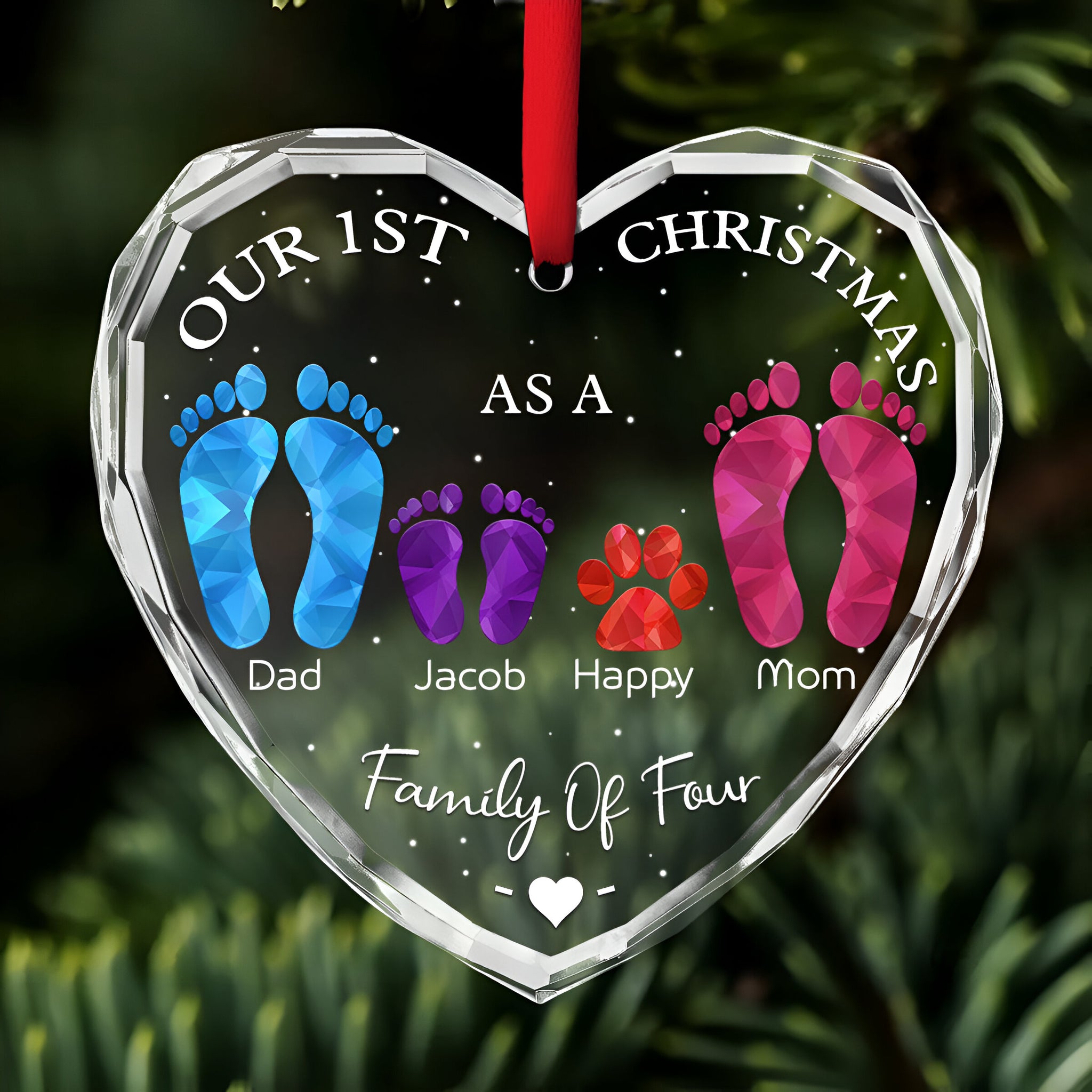 First Christmas As A Family - Personalized Custom Glass Ornament ORN0710