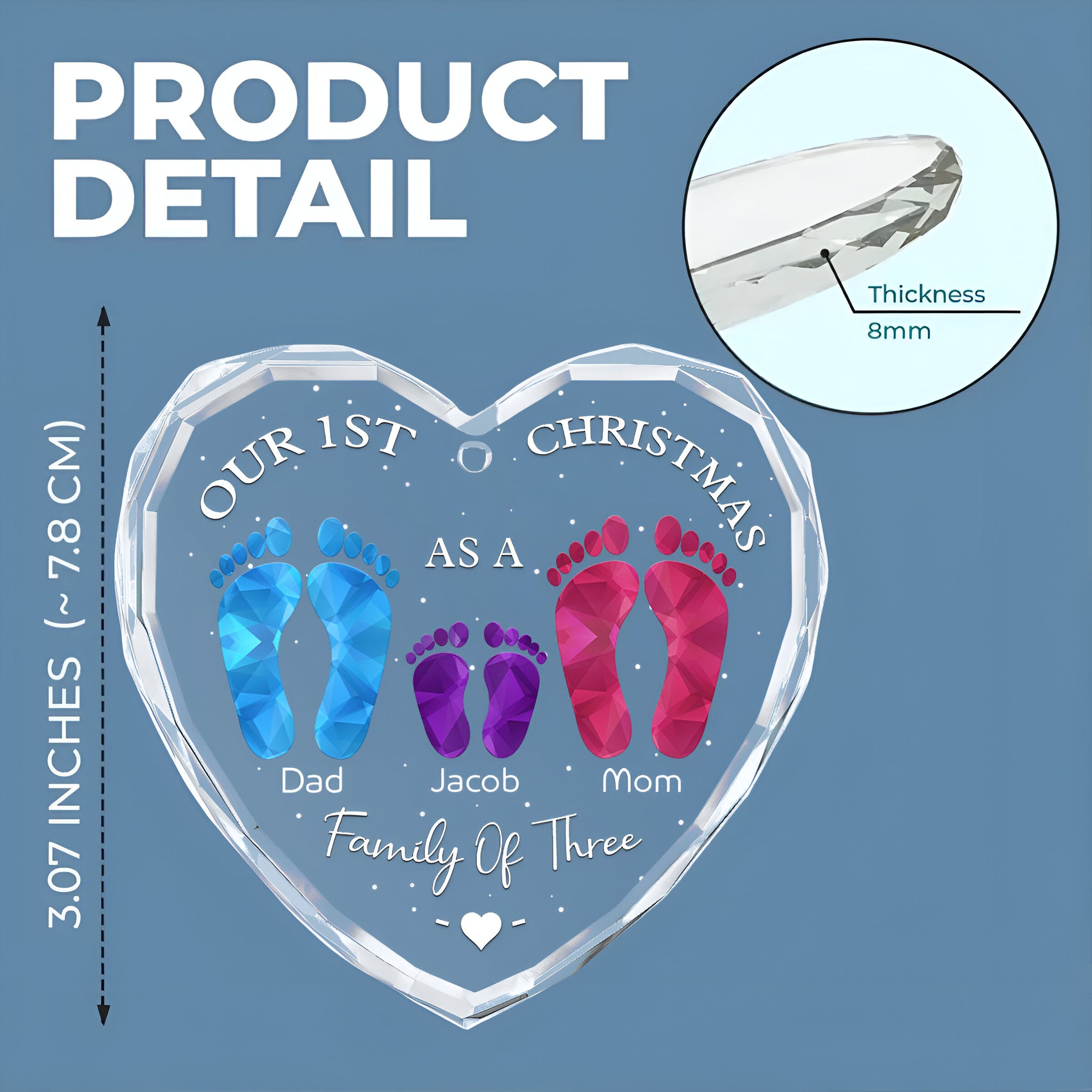 First Christmas As A Family - Personalized Custom Glass Ornament ORN0710