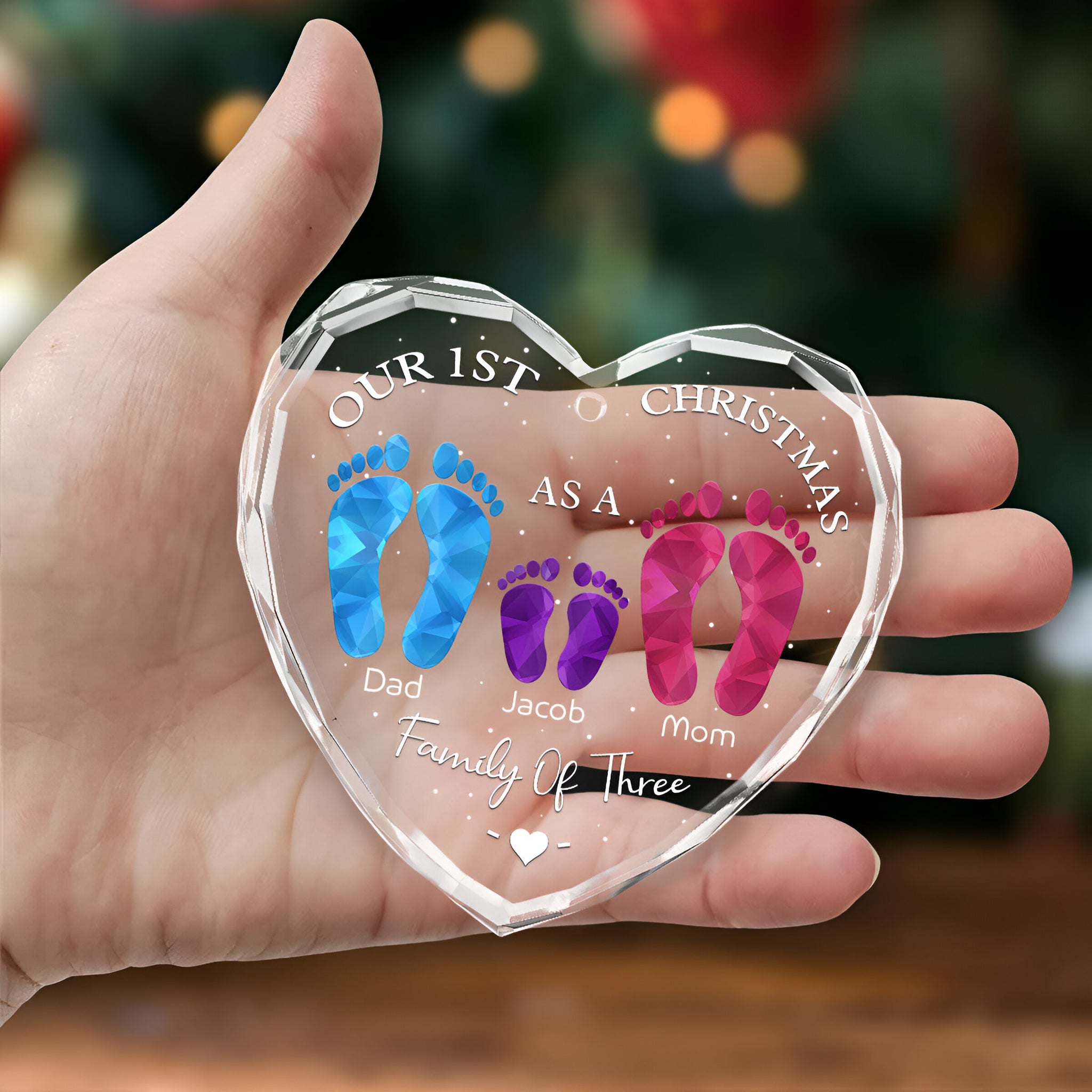 First Christmas As A Family - Personalized Custom Glass Ornament ORN0710