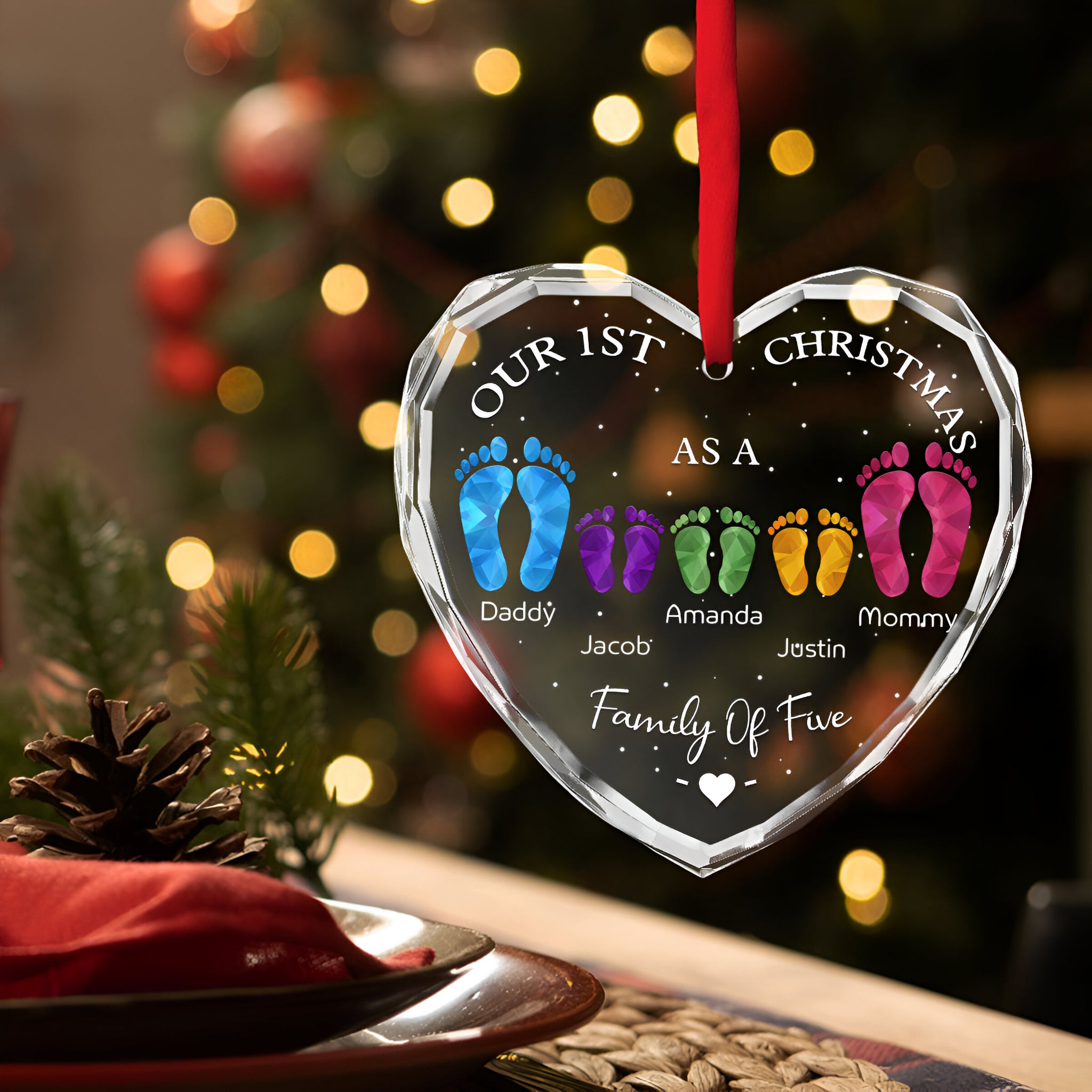First Christmas As A Family - Personalized Custom Glass Ornament ORN0710
