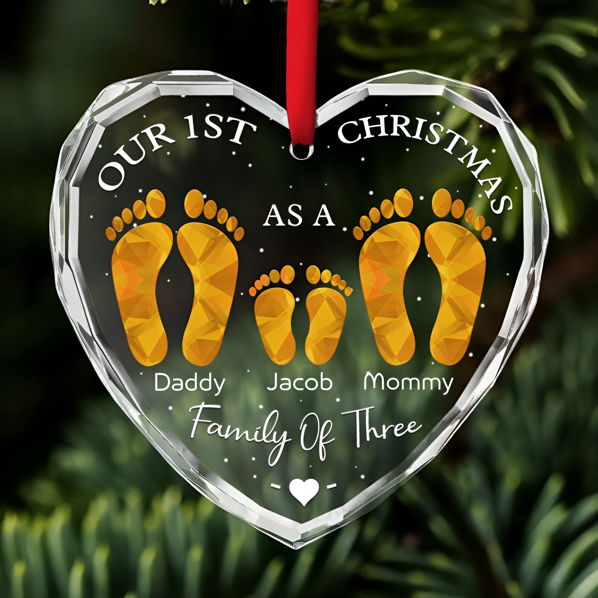 First Christmas As A Family - Personalized Custom Glass Ornament ORN0710