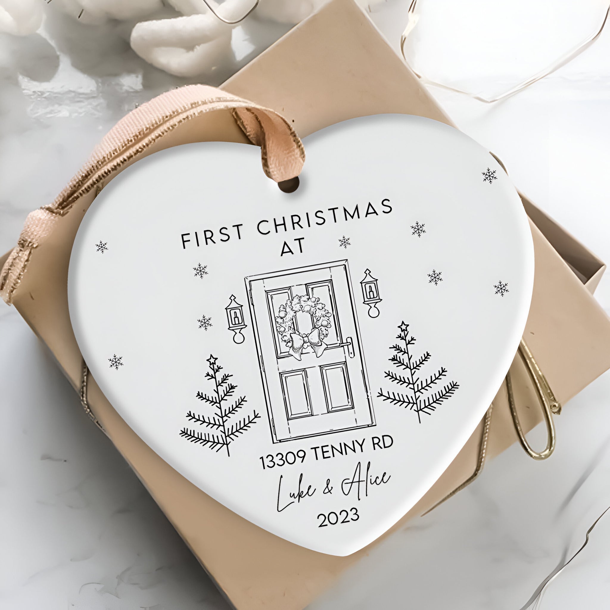 First Christmas Custom Name And Address - Personalized Ornament - Christmas Gift ORN0110