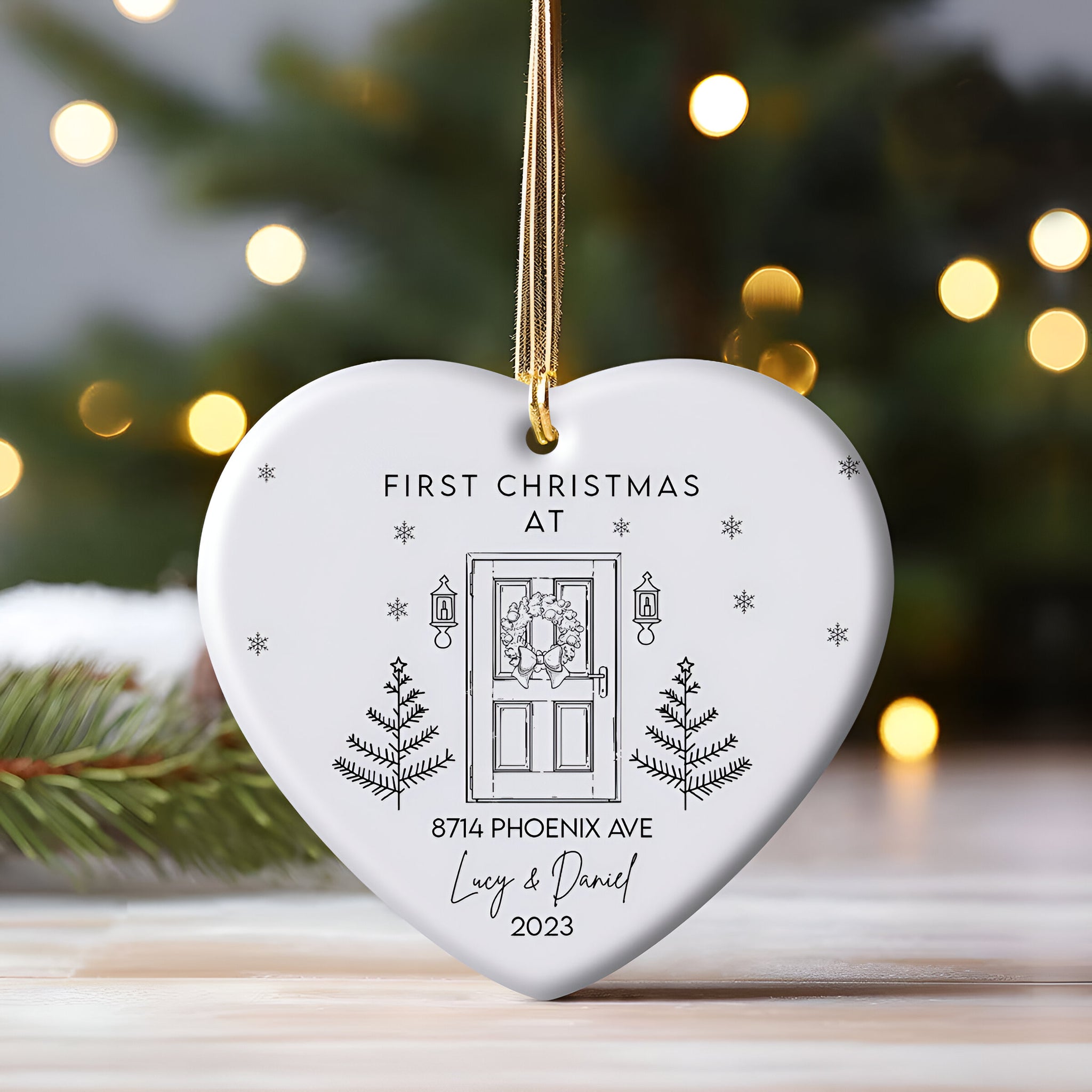 First Christmas Custom Name And Address - Personalized Ornament - Christmas Gift ORN0110