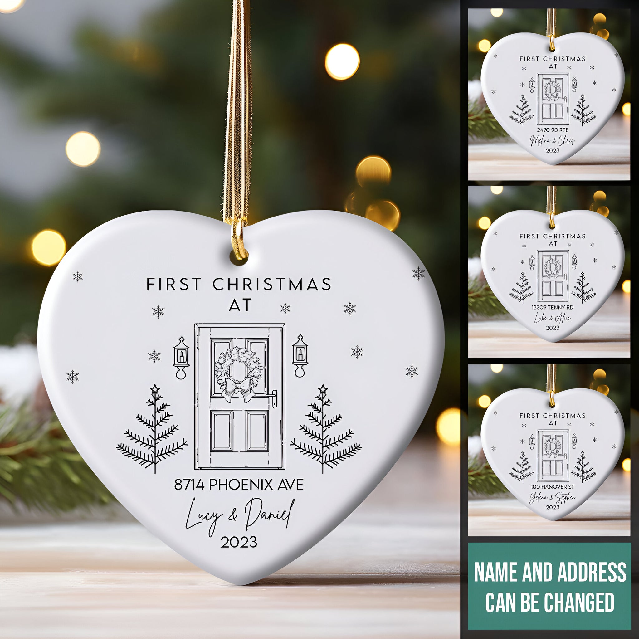 First Christmas Custom Name And Address - Personalized Ornament - Christmas Gift ORN0110