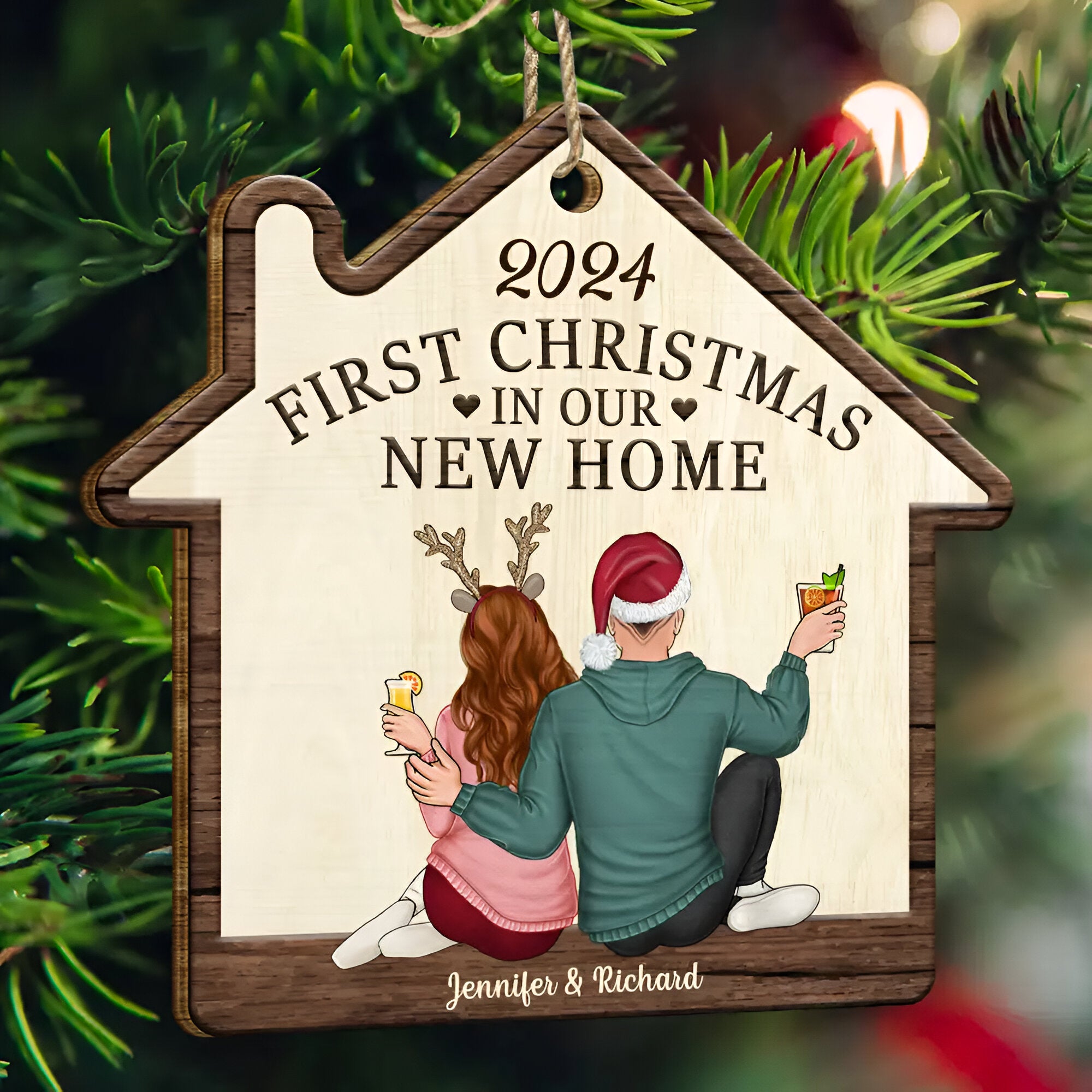 First Christmas In Our New Home - Personalized Custom Shaped Wooden Ornament ORN0210