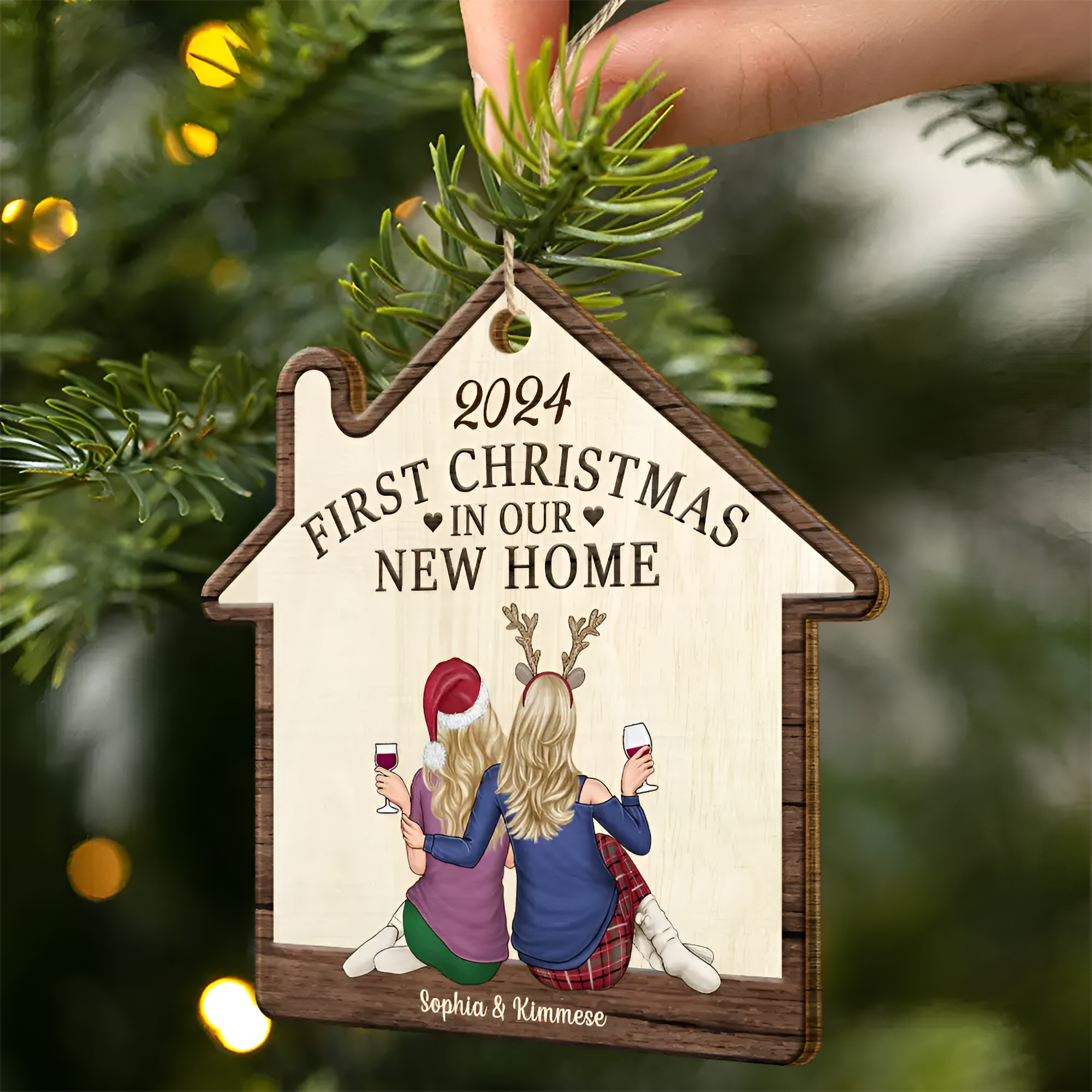 First Christmas In Our New Home - Personalized Custom Shaped Wooden Ornament ORN0210