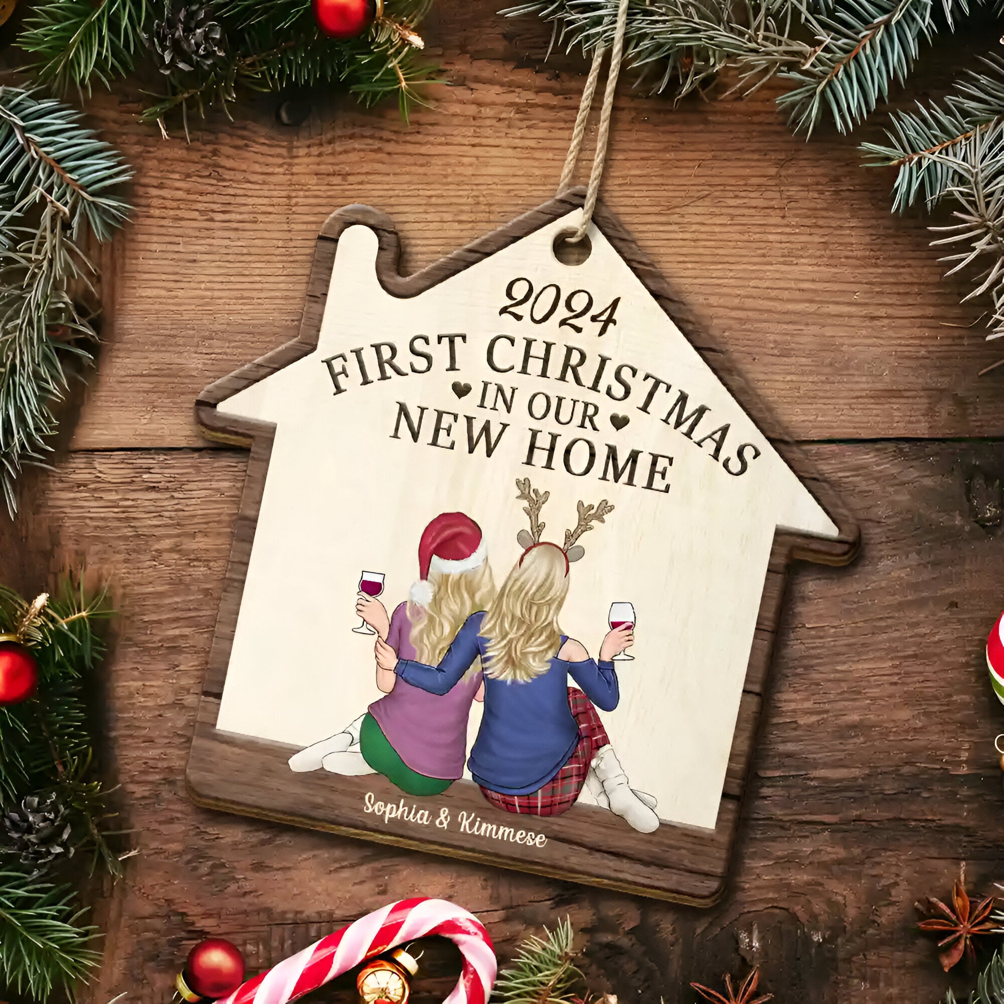 First Christmas In Our New Home - Personalized Custom Shaped Wooden Ornament ORN0210