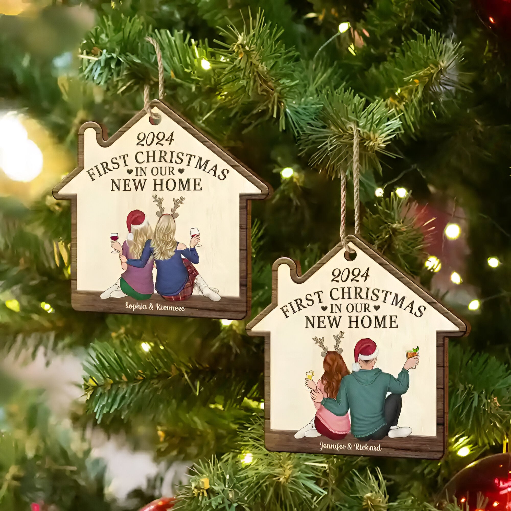 First Christmas In Our New Home - Personalized Custom Shaped Wooden Ornament ORN0210