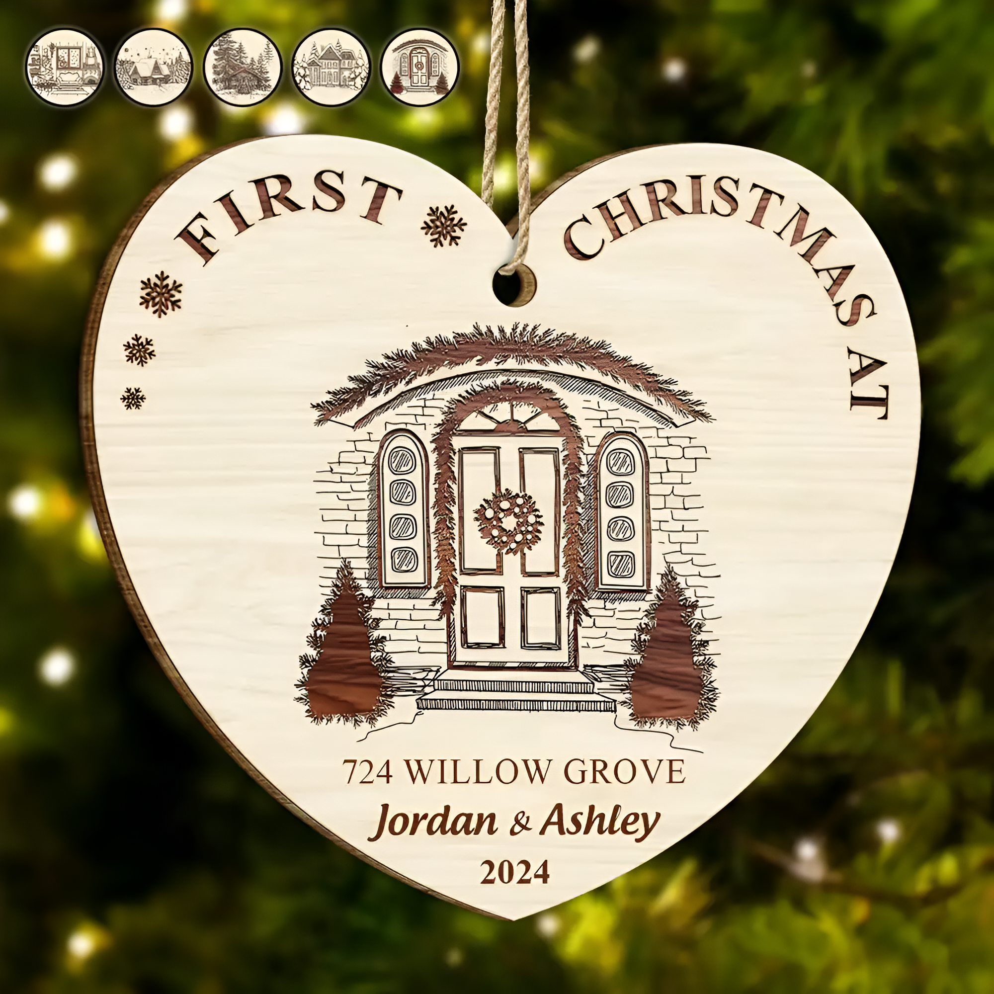 First Christmas In Our New Home - Personalized Custom Shaped Wooden Ornament 1 ORN0210
