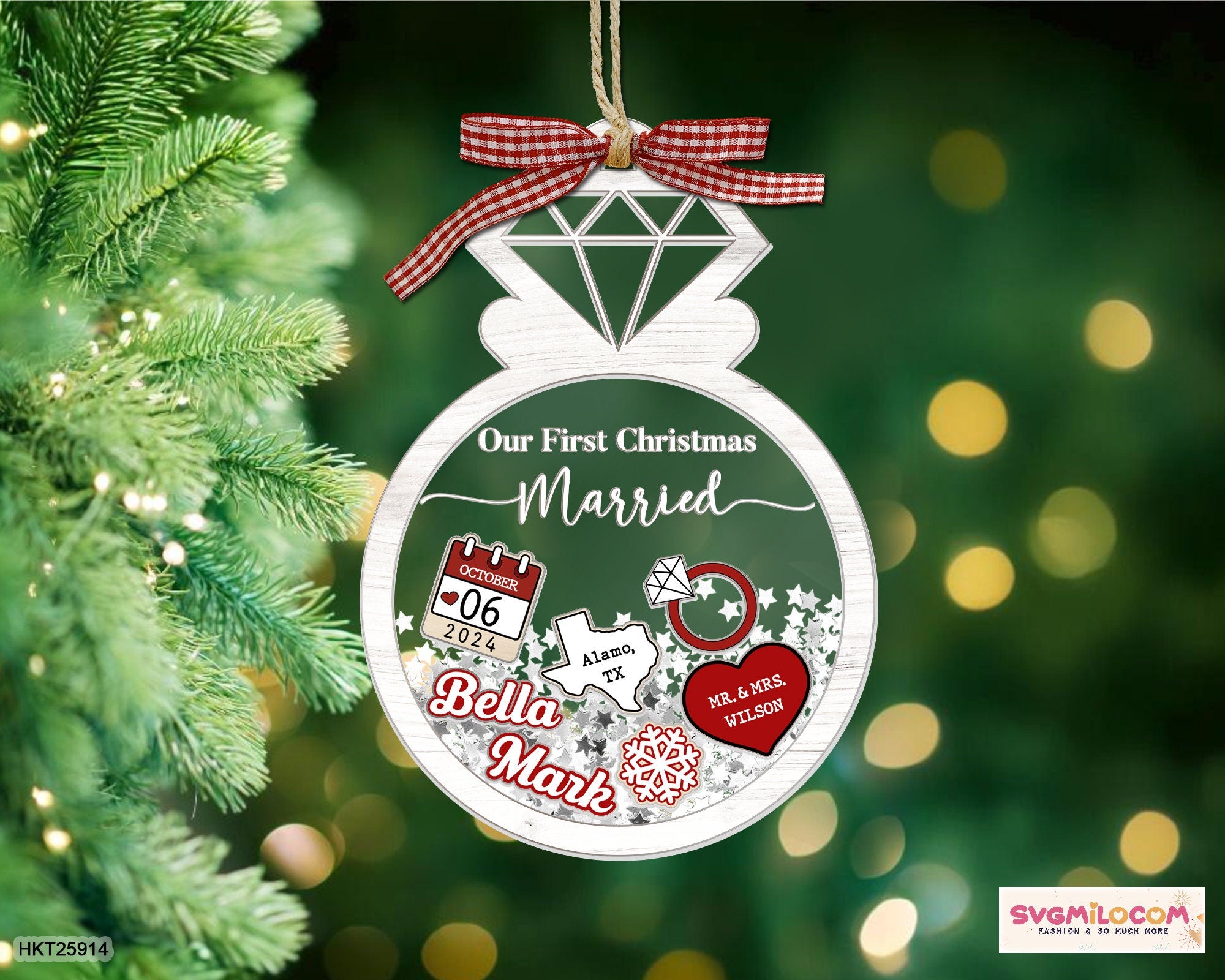 First Christmas Married Ornament, Married Christmas Ornament, Engaged Christmas Ornament, Newlywed Christmas Gift, 4D Shake Wedding Ornament HAOR14