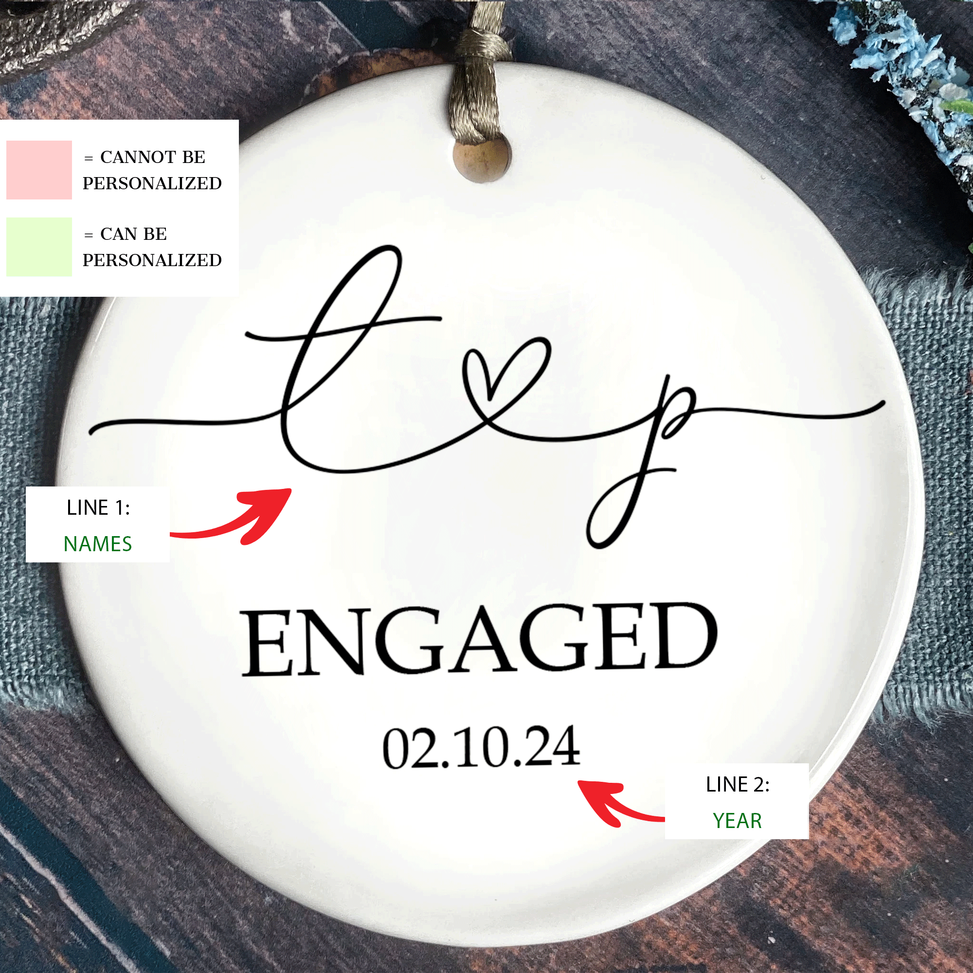 First Christmas Married Ornament, Mr Mrs Ornament, Personalized Wedding Gift, Newlywed Christmas Gift, Our First Christmas Ornament CX05-28 ORN2509