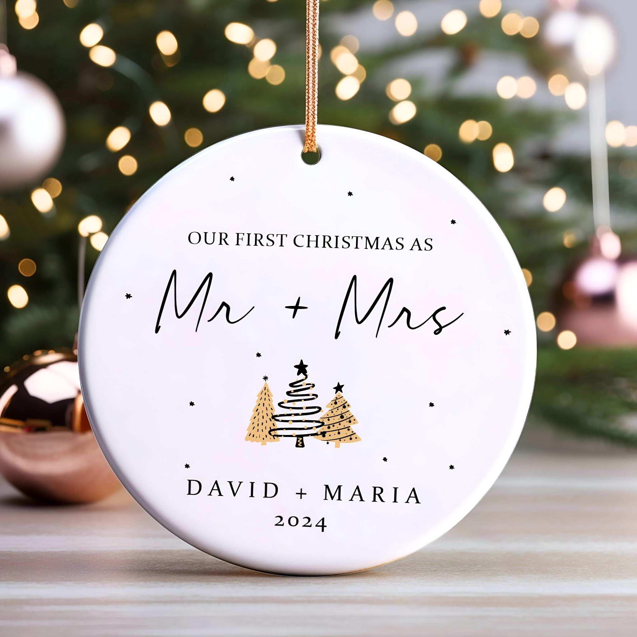 First Christmas Married Ornament,  Mr and Mrs Tree Christmas Ornament, First Christmas Married Gift, Newlywed Gift CX06-31 ORN2509