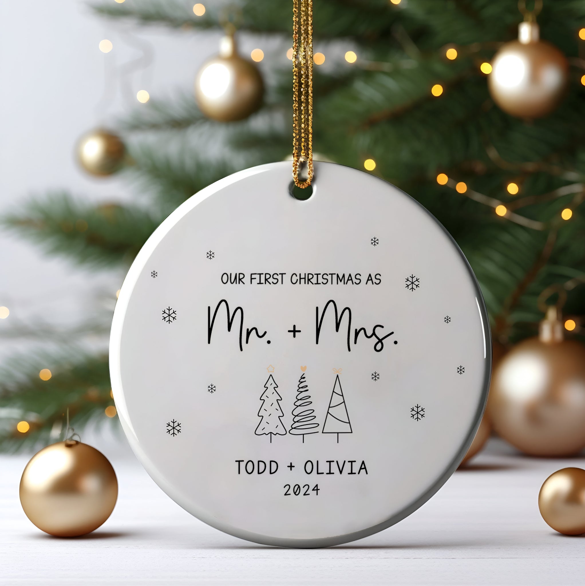 First Christmas Married Ornament, Mr Mrs Ornament, Personalized Wedding Gift, Newlywed Christmas Gift, Our First Christmas Ornament CX05-29 ORN2509