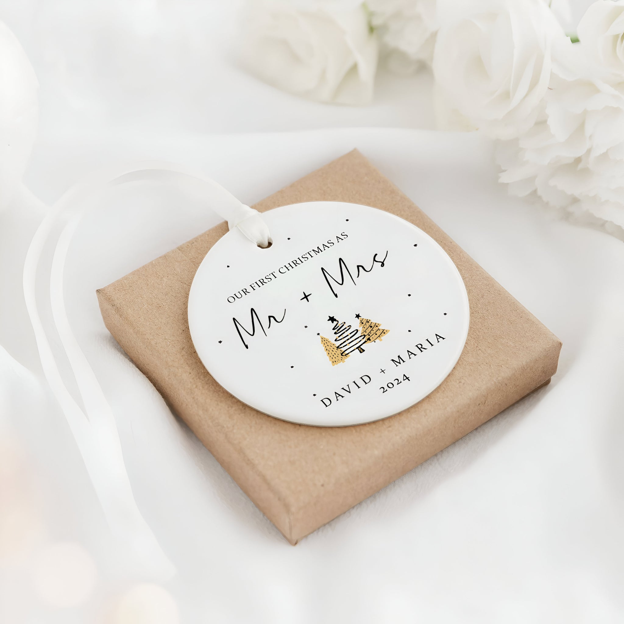 First Christmas Married Ornament,  Mr and Mrs Tree Christmas Ornament, First Christmas Married Gift, Newlywed Gift CX06-31 ORN2509