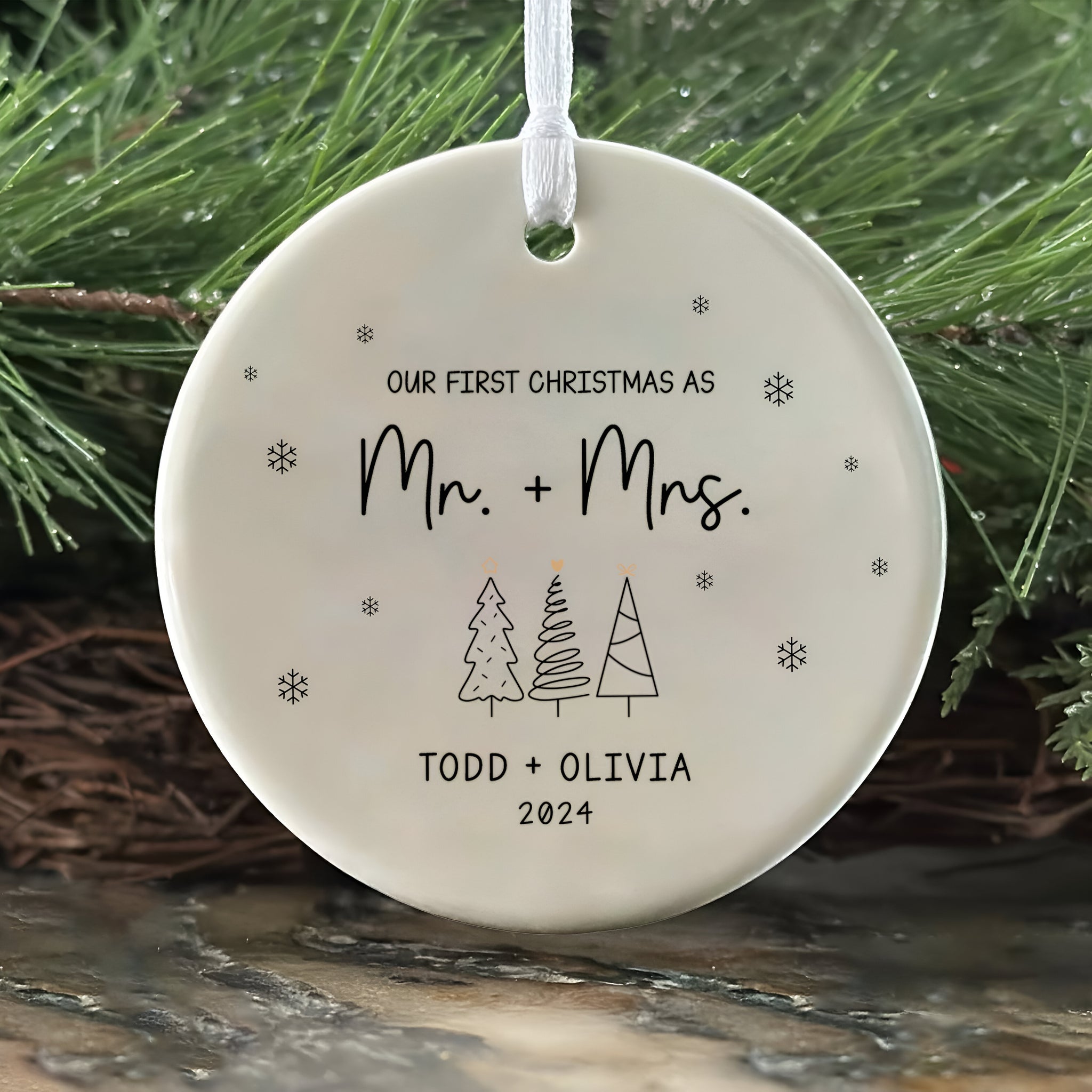First Christmas Married Ornament, Mr Mrs Ornament, Personalized Wedding Gift, Newlywed Christmas Gift, Our First Christmas Ornament CX05-29 ORN2509