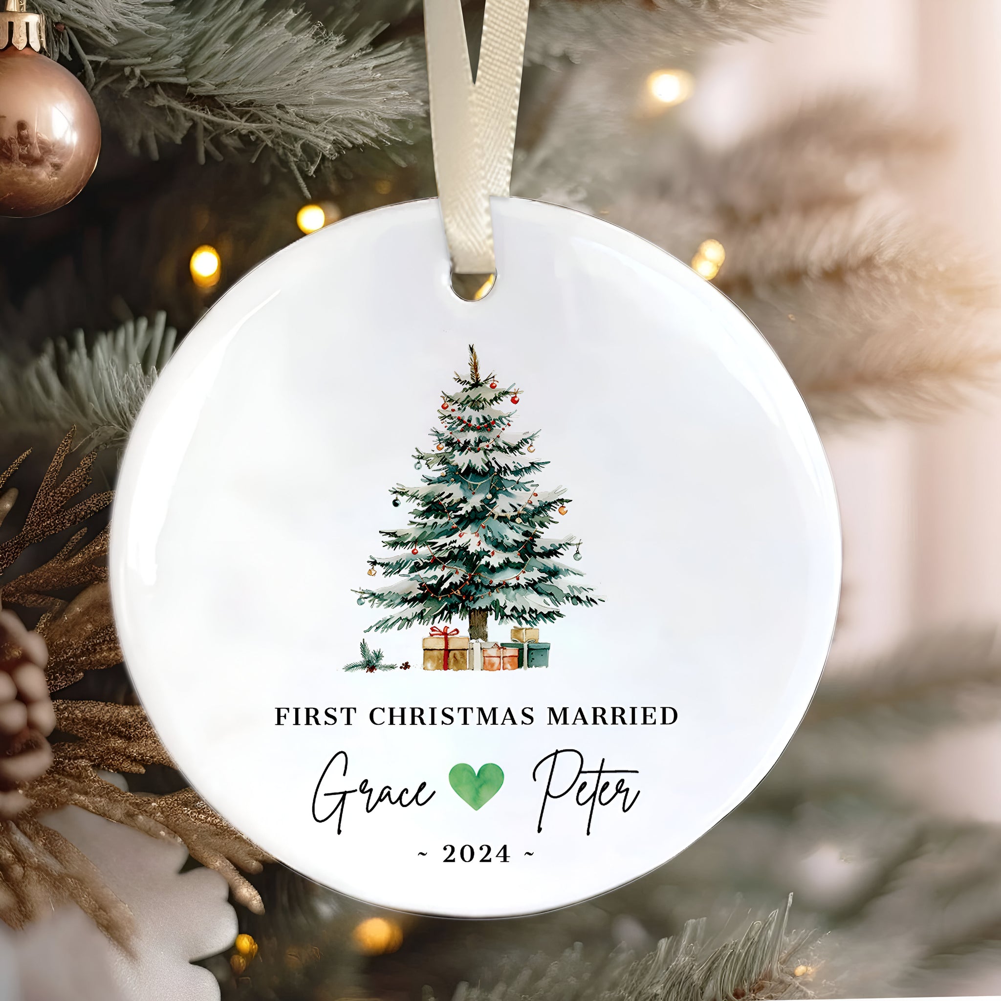 First Christmas Married Ornament, Mr Mrs Ornament, Personalized Wedding Gift, Newlywed Christmas Gift, Our First Christmas Ornament CX06-26 ORN2509