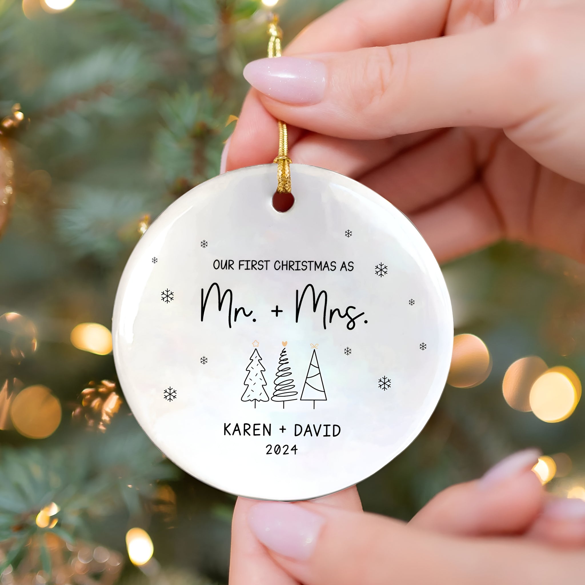 First Christmas Married Ornament, Mr Mrs Ornament, Personalized Wedding Gift, Newlywed Christmas Gift, Our First Christmas Ornament CX05-29 ORN2509