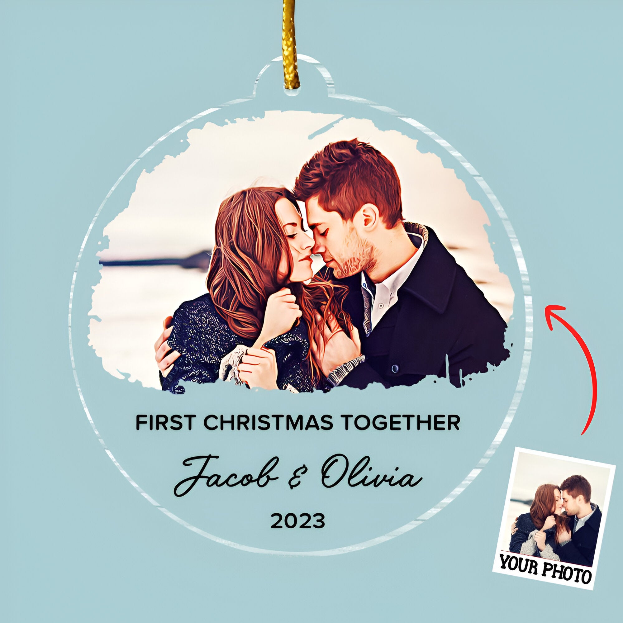 First Christmas Together Ornament, Our First Christmas Couple Photo Ornament, Personalized Photo Couple Christmas Tree Ornament  ORN2509