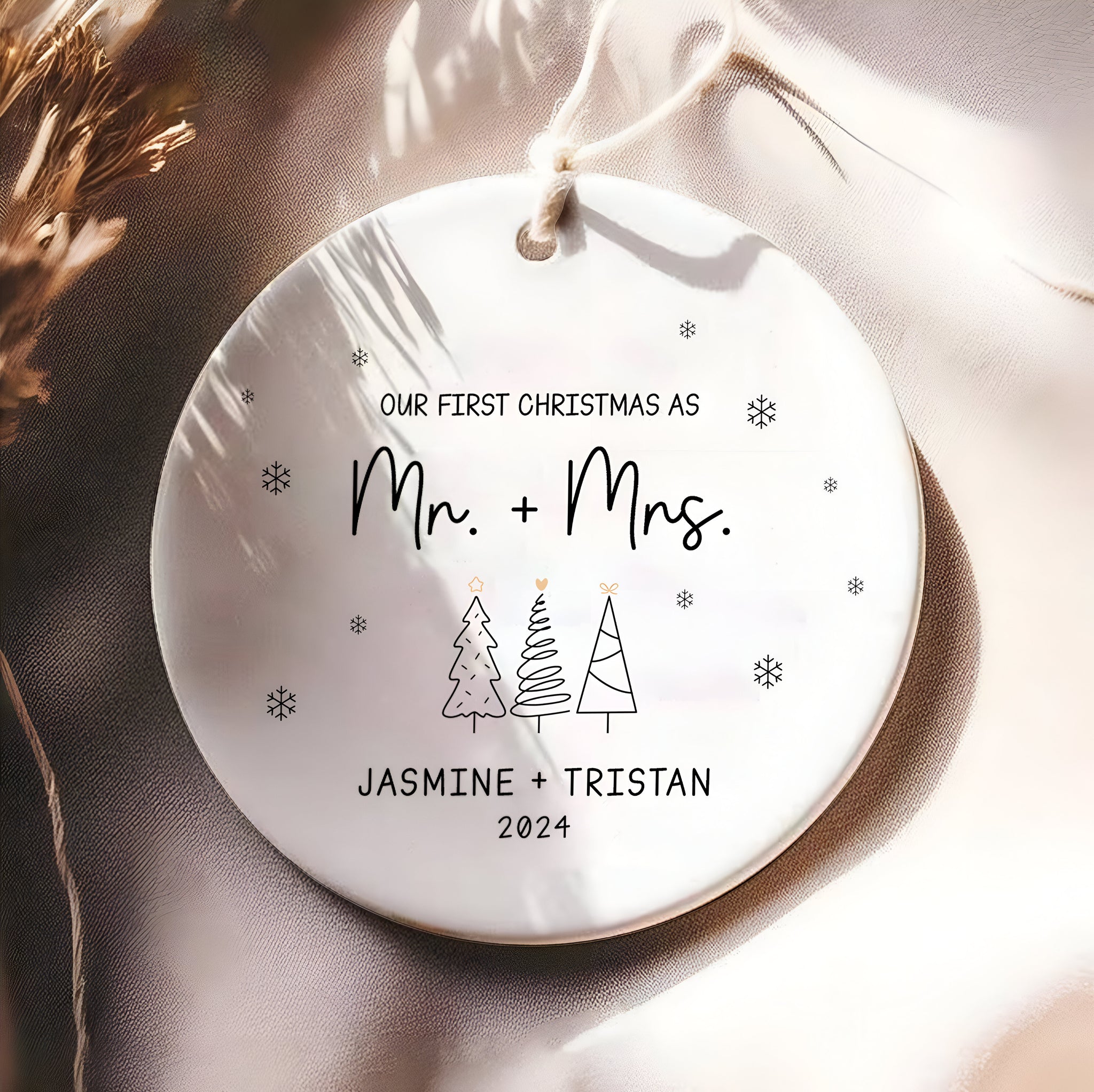 First Christmas Married Ornament, Mr Mrs Ornament, Personalized Wedding Gift, Newlywed Christmas Gift, Our First Christmas Ornament CX05-29 ORN2509