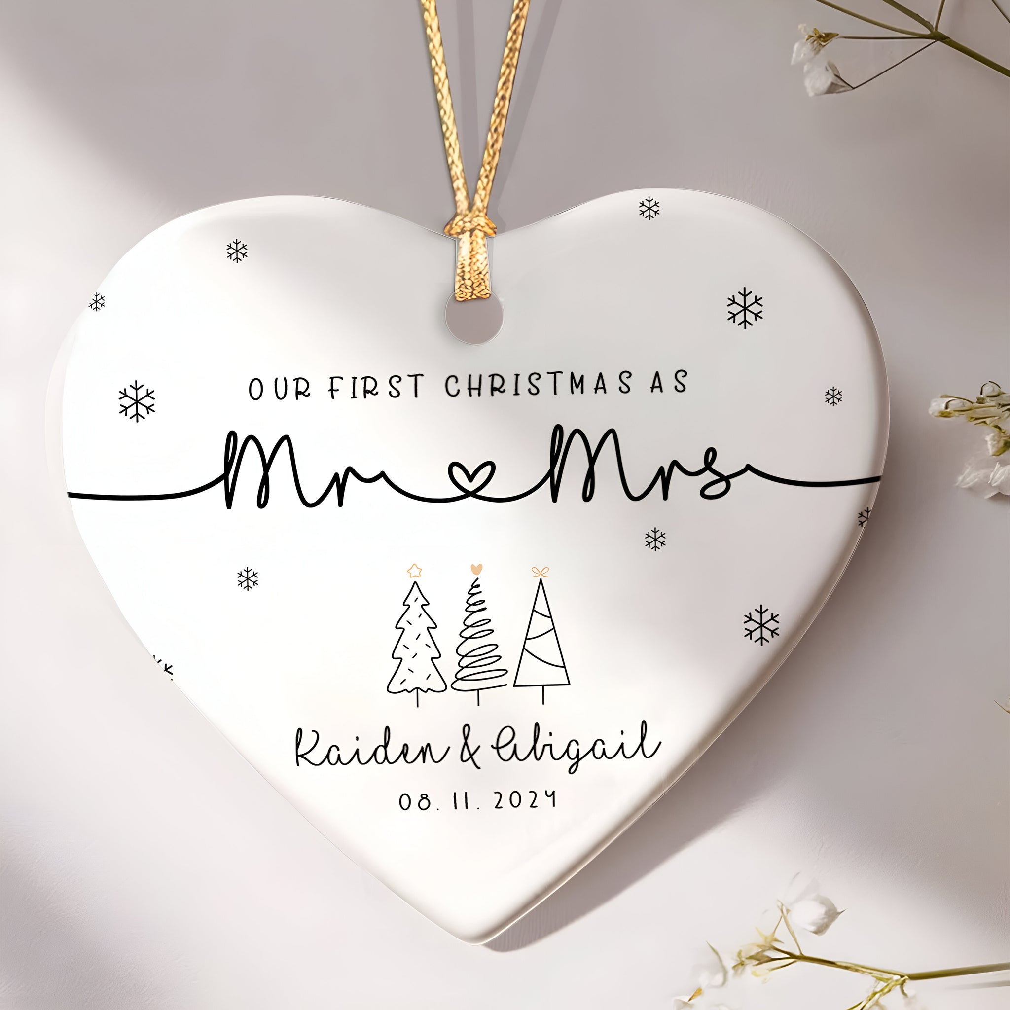 First Married Christmas Ornament 2024, Personalized Our First Christmas As Mr & Mrs Ornament, Married Ornament, Wedding Ornament, Mr And Mrs Gifts CY05-9 ORN2509