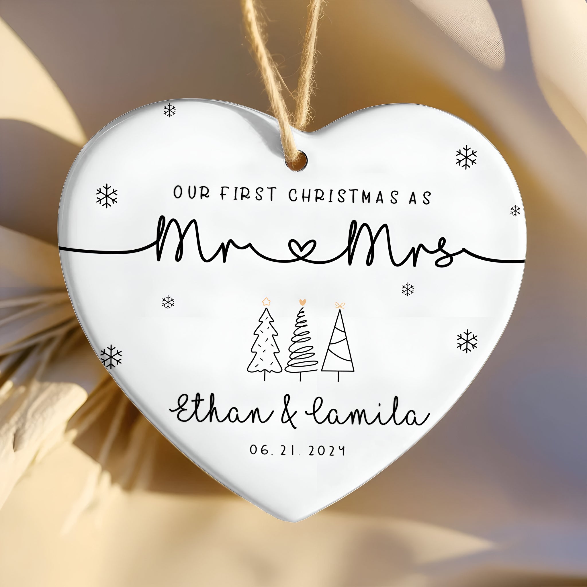 First Married Christmas Ornament 2024, Personalized Our First Christmas As Mr & Mrs Ornament, Married Ornament, Wedding Ornament, Mr And Mrs Gifts CY05-9 ORN2509