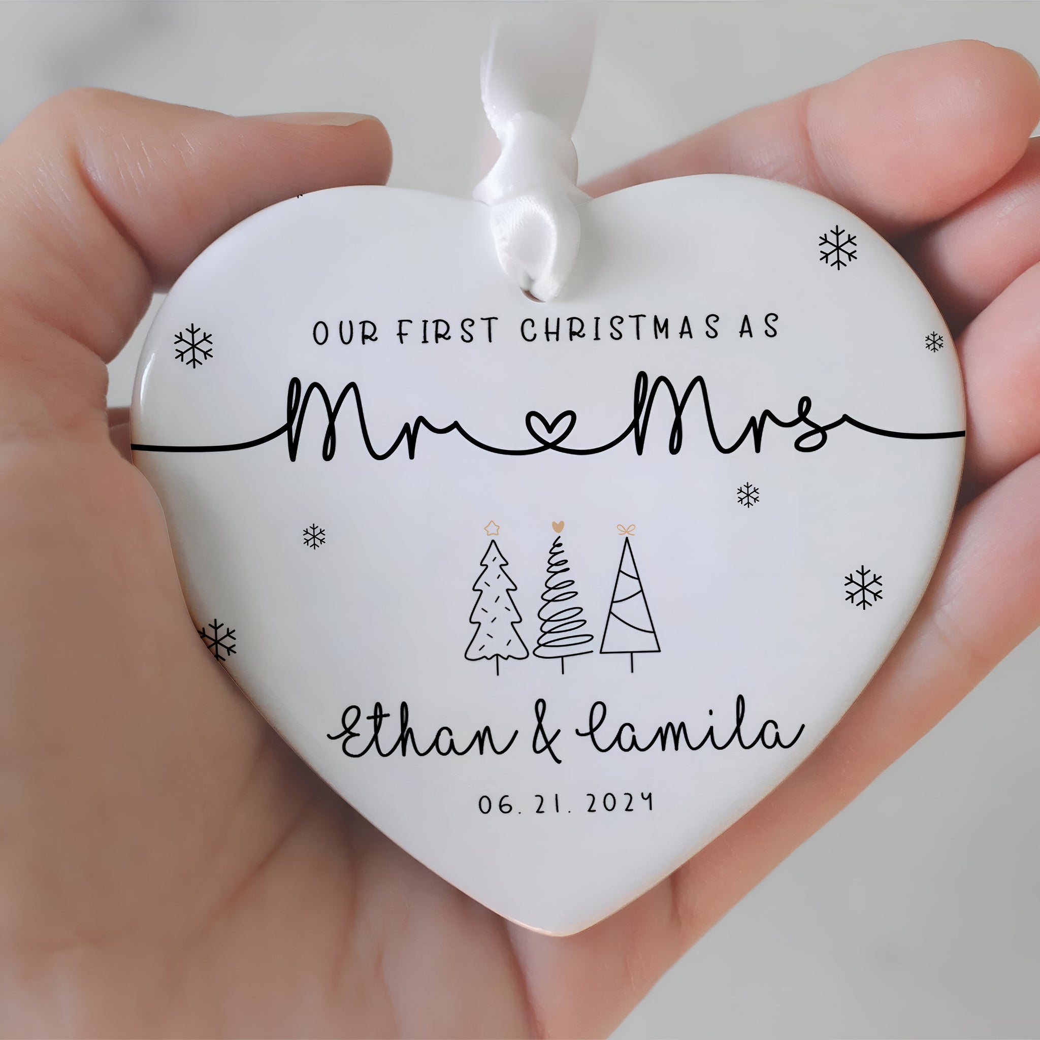 First Married Christmas Ornament 2024, Personalized Our First Christmas As Mr & Mrs Ornament, Married Ornament, Wedding Ornament, Mr  ORN2509