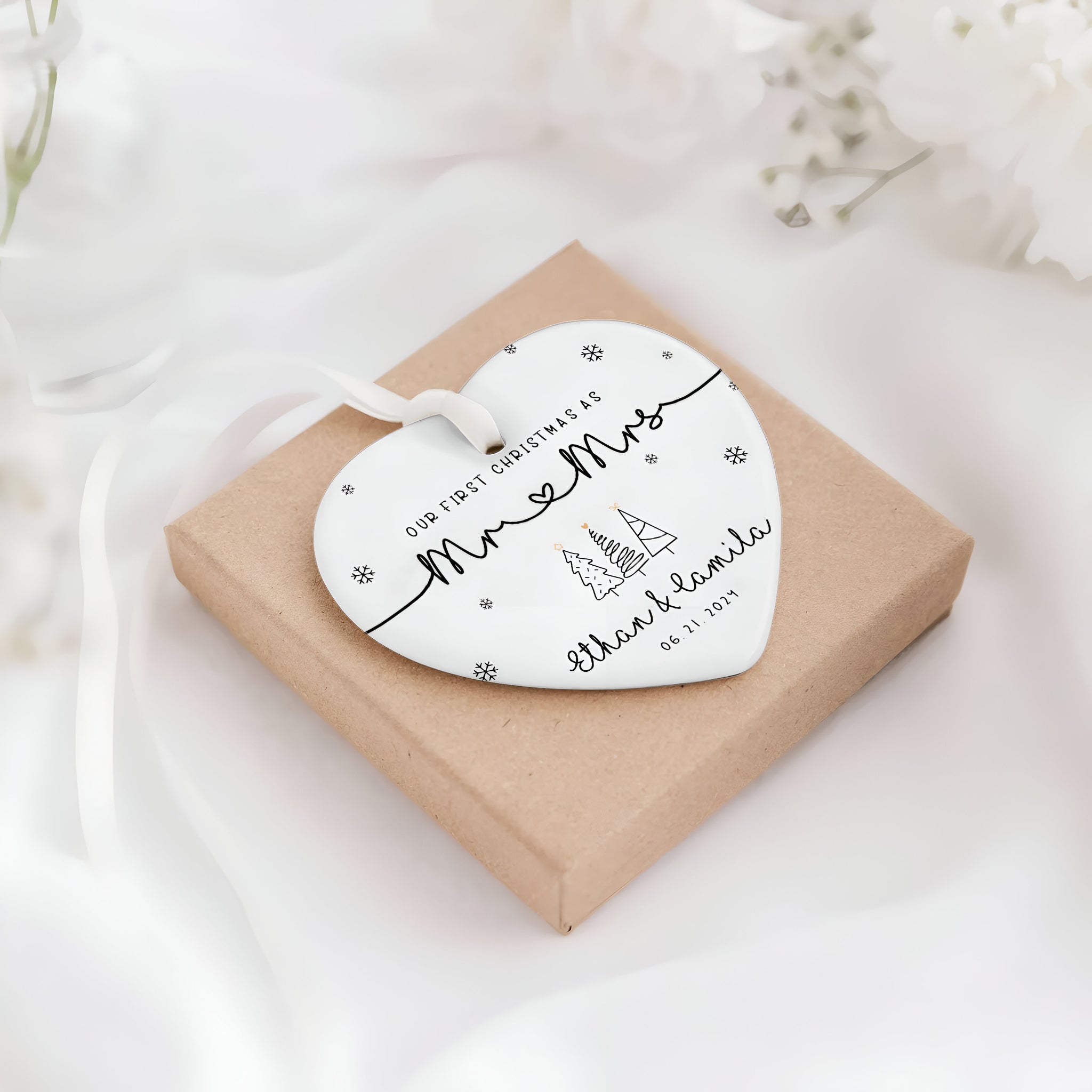 First Married Christmas Ornament 2024, Personalized Our First Christmas As Mr & Mrs Ornament, Married Ornament, Wedding Ornament, Mr  ORN2509