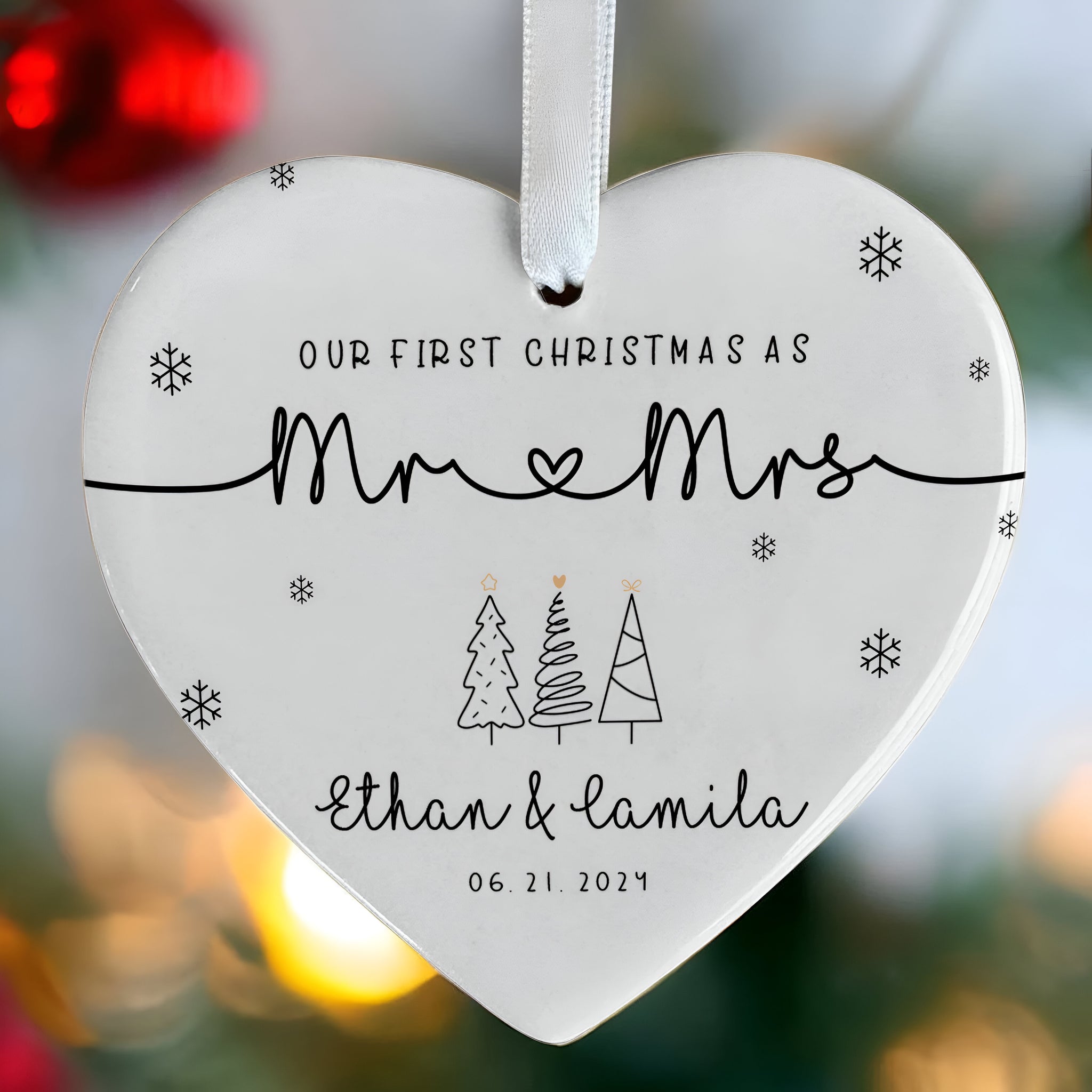 First Married Christmas Ornament 2024, Personalized Our First Christmas As Mr & Mrs Ornament, Married Ornament, Wedding Ornament, Mr  ORN2509