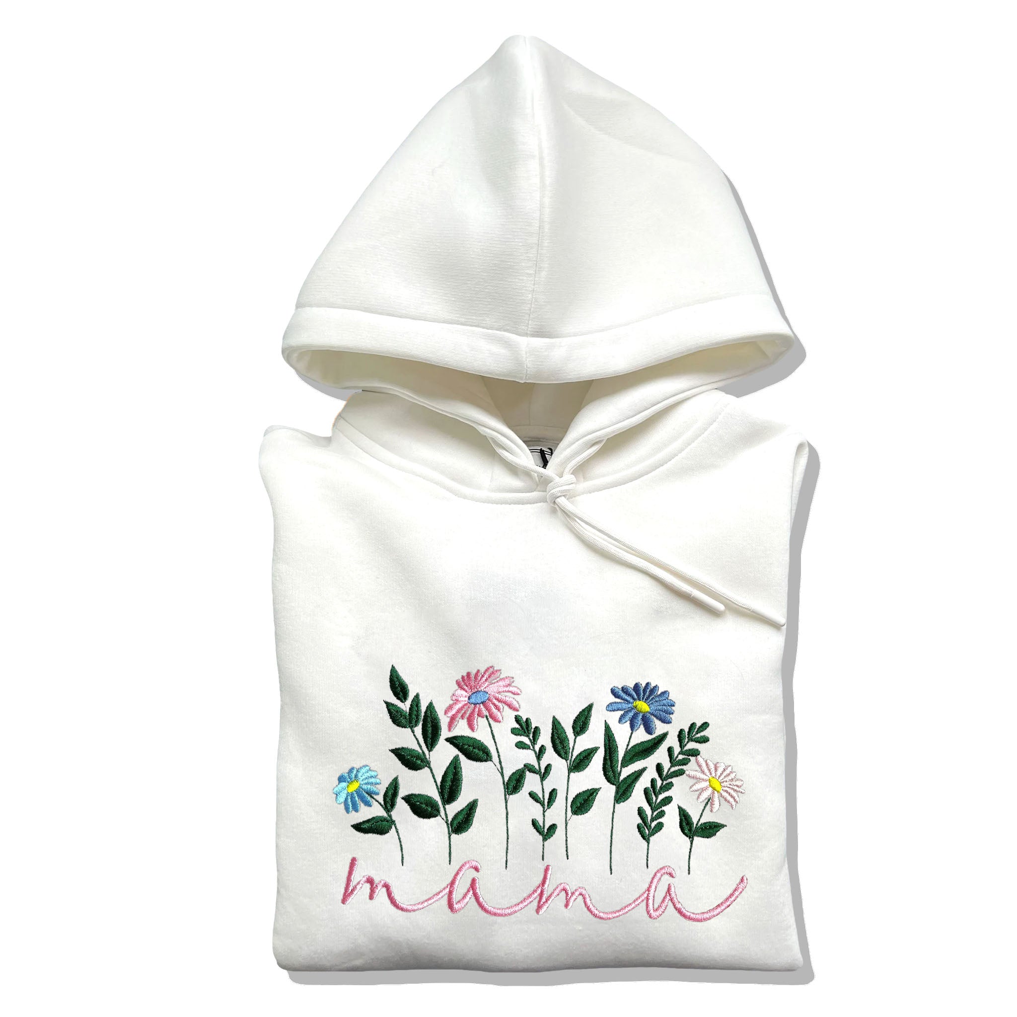 Floral Mama Embroidered Hoodie with Custom Kid Name on Sleeves, Best Gifts For New Mama EM1