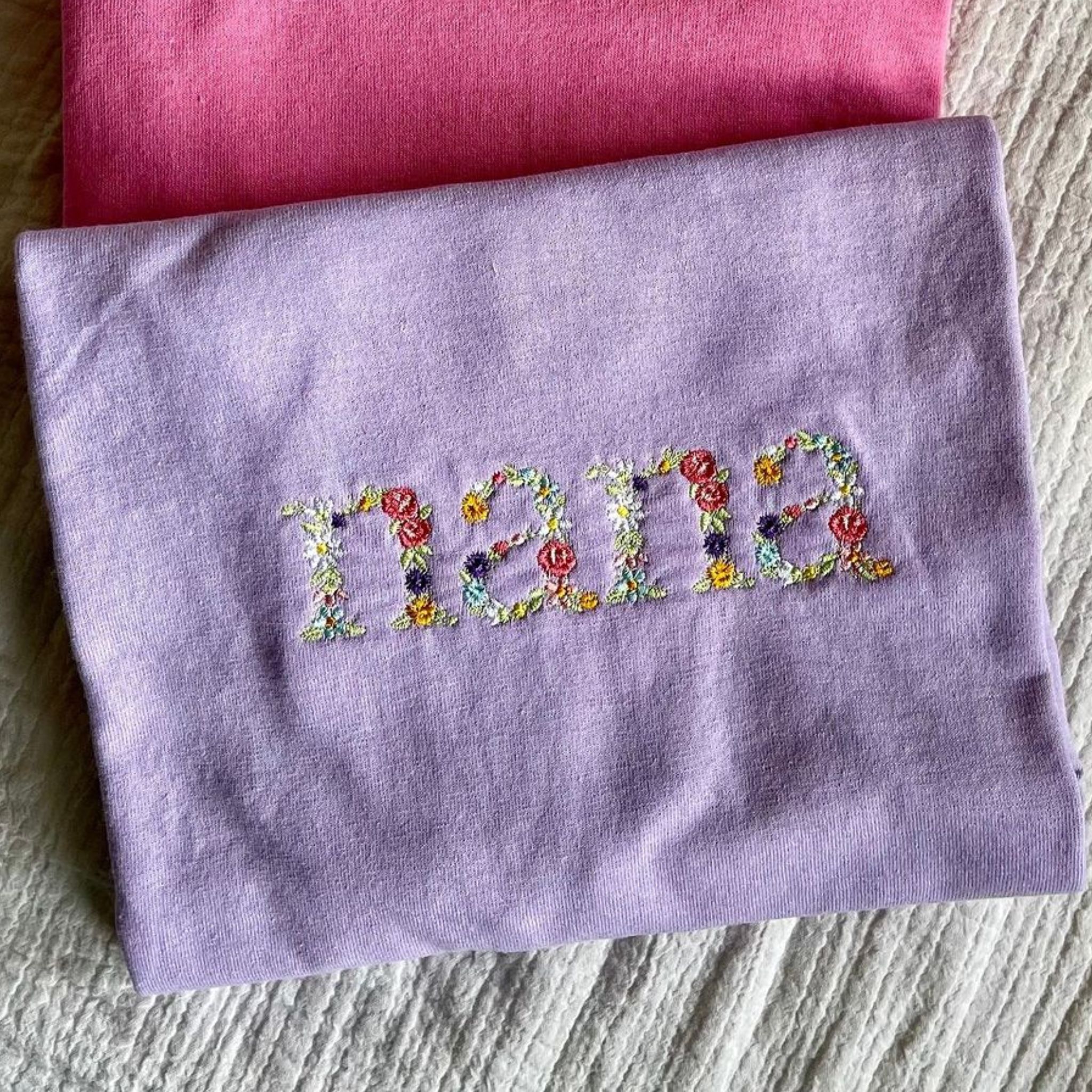 Floral Nana Embroidered Hoodie With Custom Grandkids Name On Sleeve, Mother's Day Gift EM1