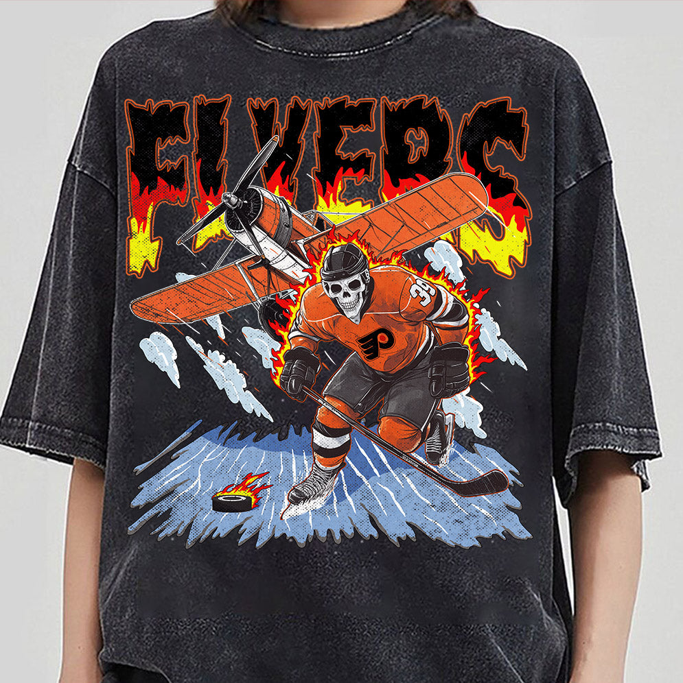 Flyers Ice Hockey Png, Retro Vintage Skeleton Plane Ice Sport Gift