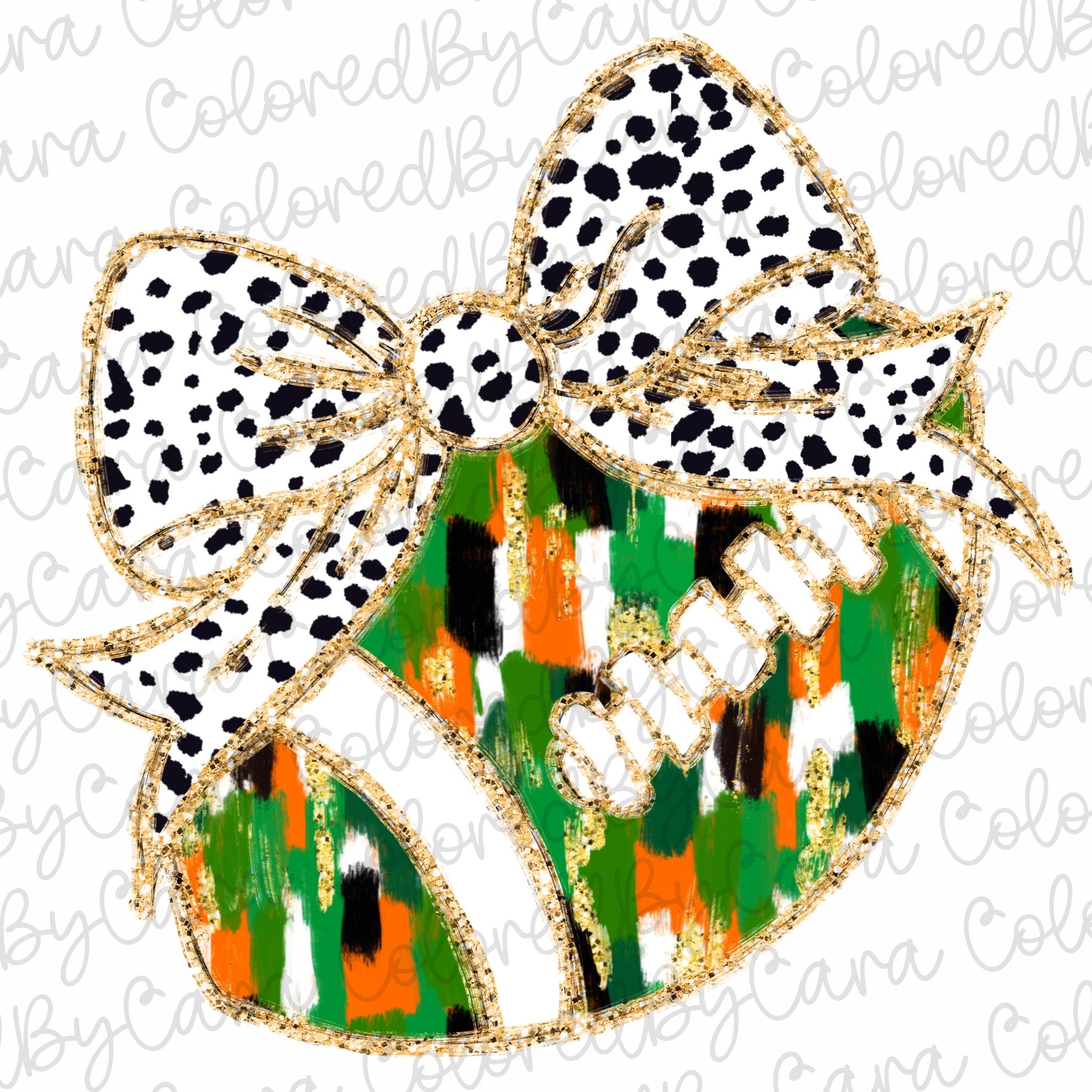 football Coquette gold glitter football png girls fall football design dtf girls fall png kids fall design bow acrylic brushstroke Dalmatian SCU