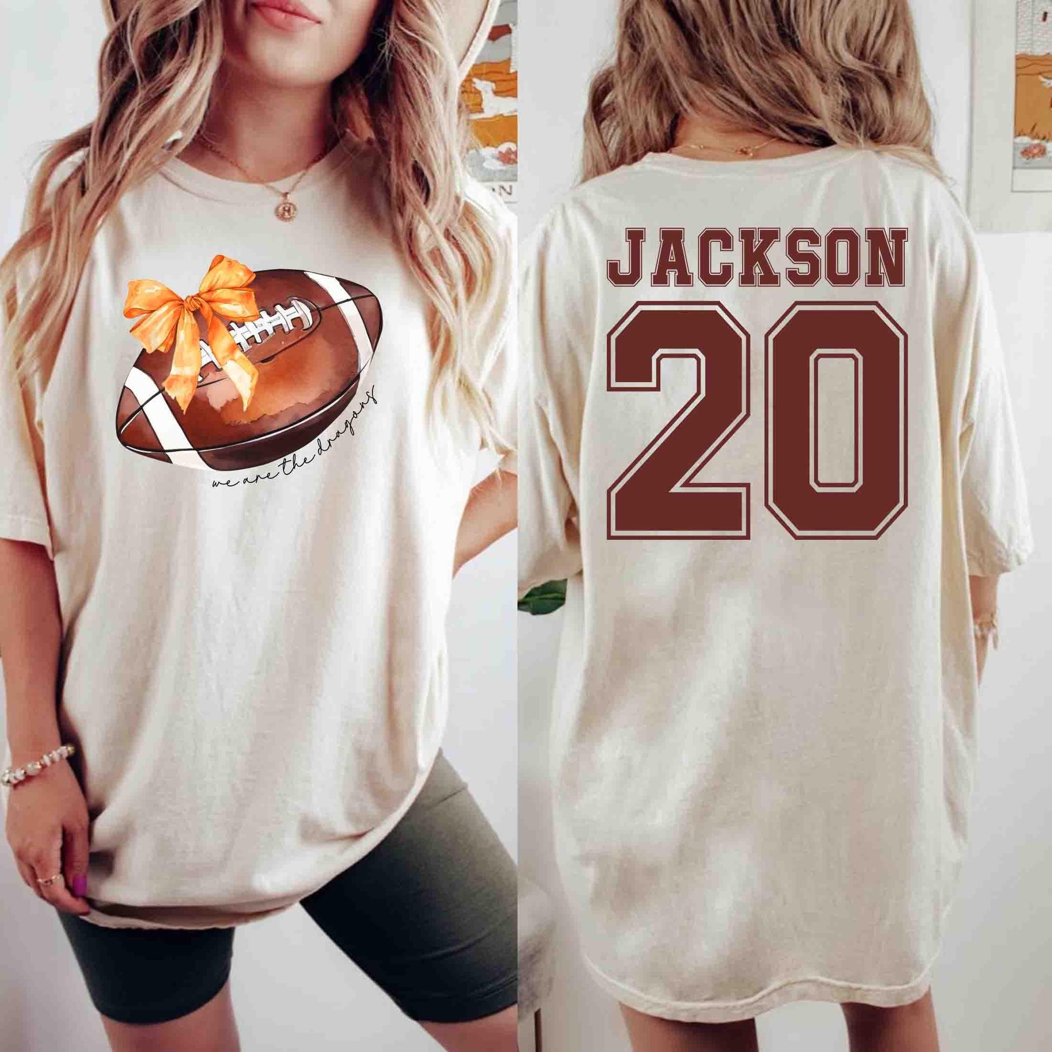 Football Mom Shirt, Custom Mascot Bow Shirt, Coquette Bow School Spirit Shirt, Cute Cheer Mascot Tee, Football Team Jersey Shirt, School Tee  CUSFB